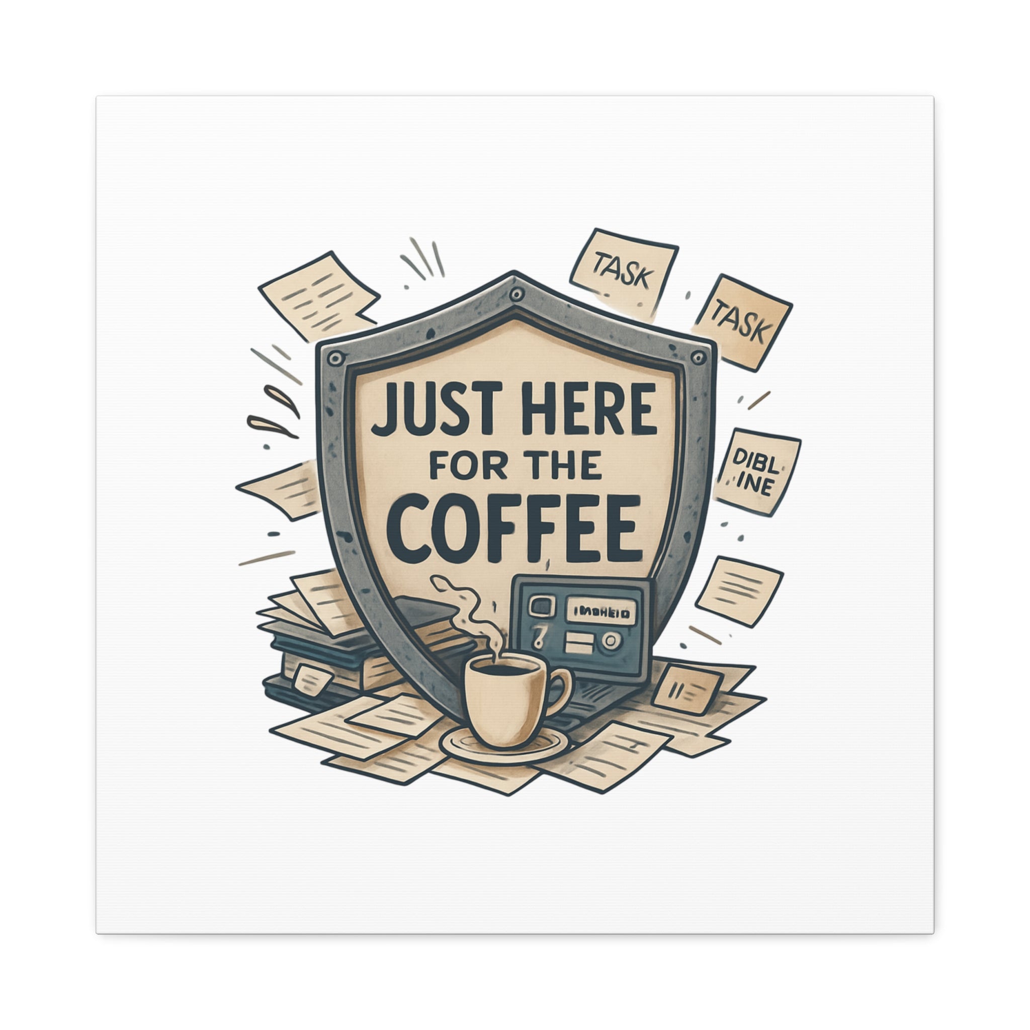 Just Here for the Coffee Canvas Wall Art — Funny Office Coffee Decor