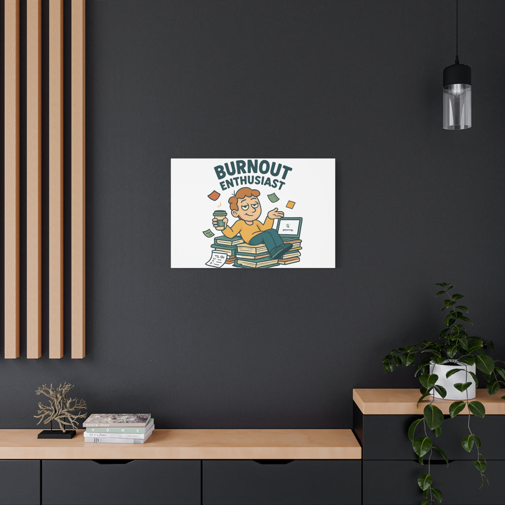 Burnout Enthusiast Canvas Print — Funny Office Wall Art for Overworked Professionals