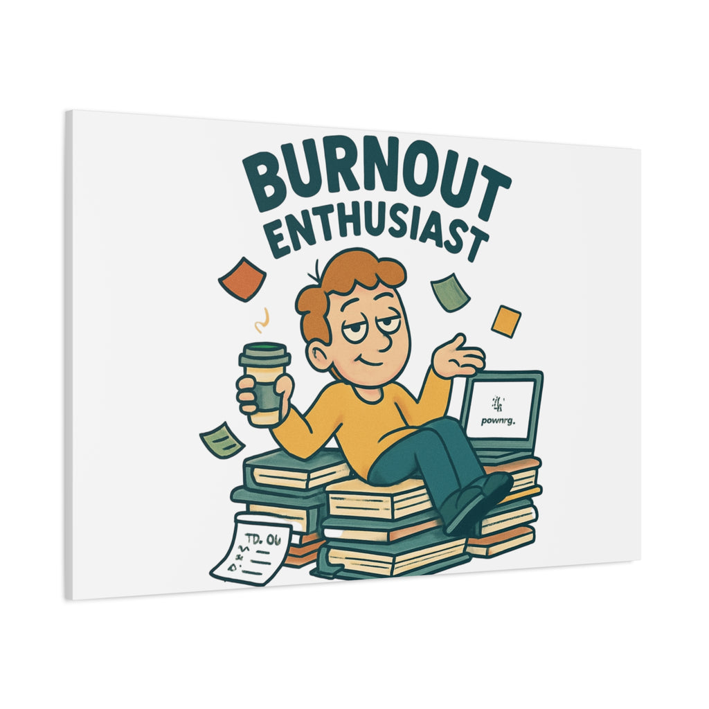 Burnout Enthusiast Canvas Print — Funny Office Wall Art for Overworked Professionals