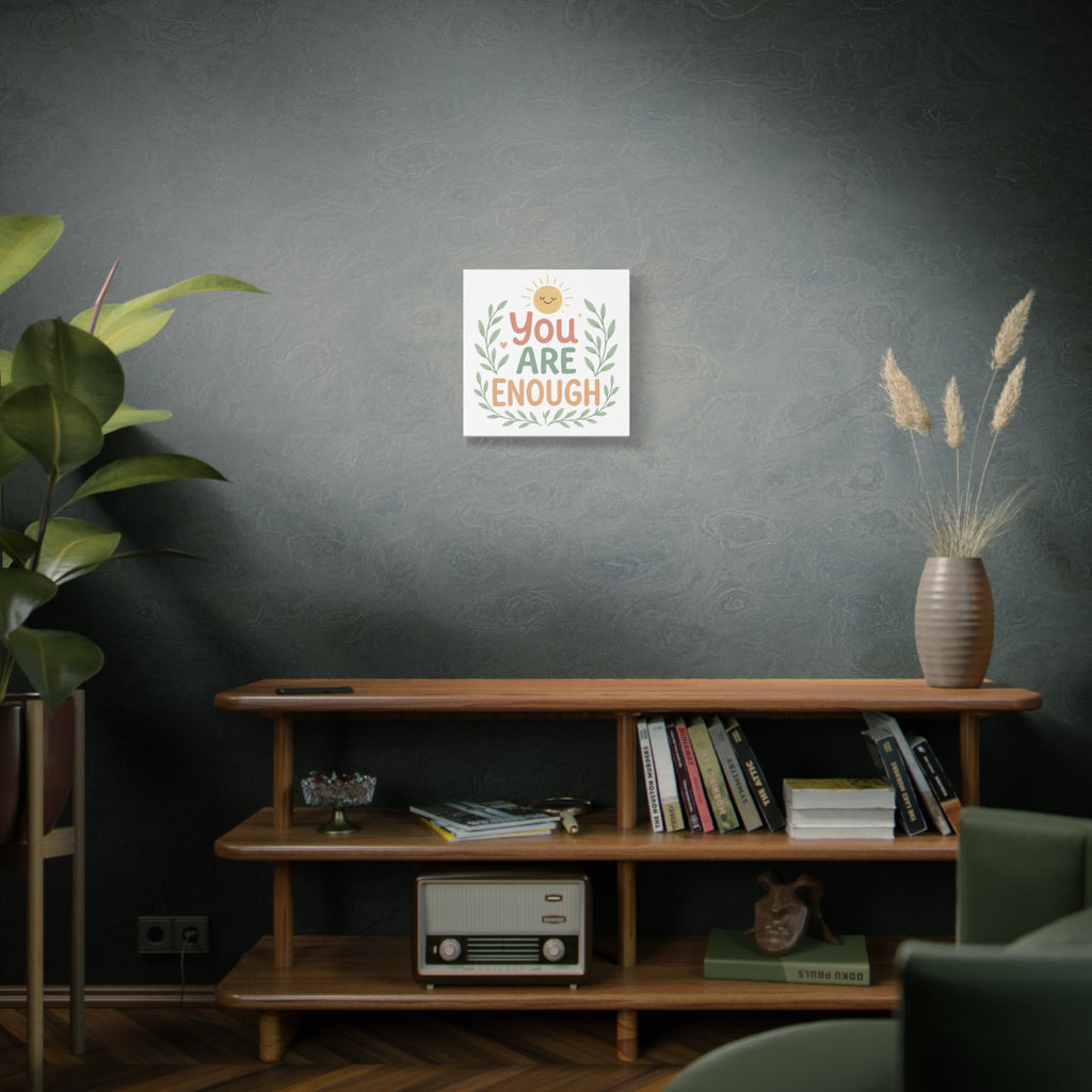 You Are Enough Canvas Wall Art — Positive Motivational Sun & Laurel Print