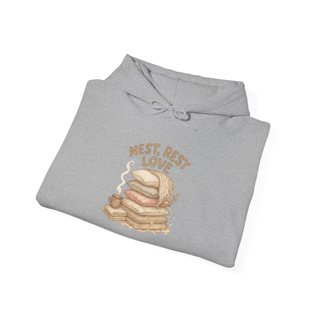 Pancake Stack Unisex Hoodie - 'Nest, Rest, Love'