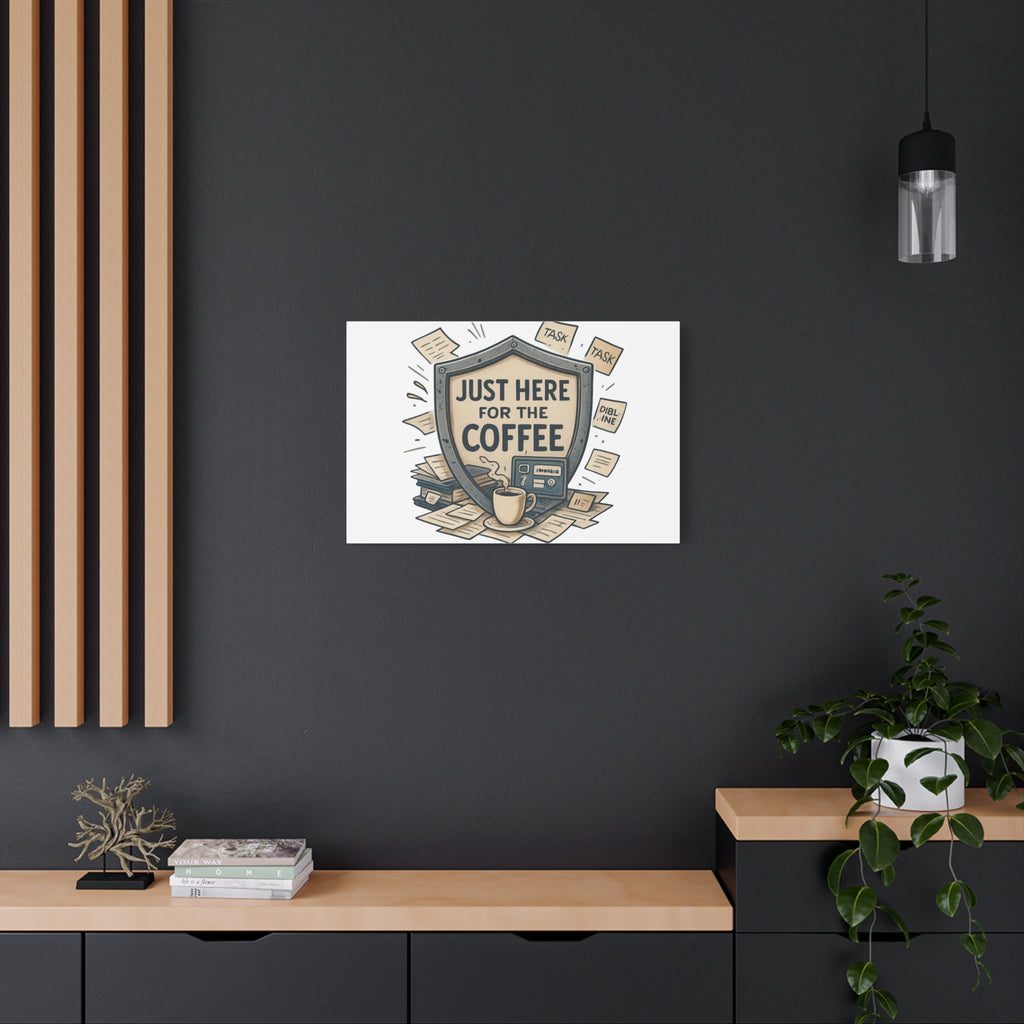 Just Here for the Coffee Canvas Wall Art — Funny Office Coffee Decor