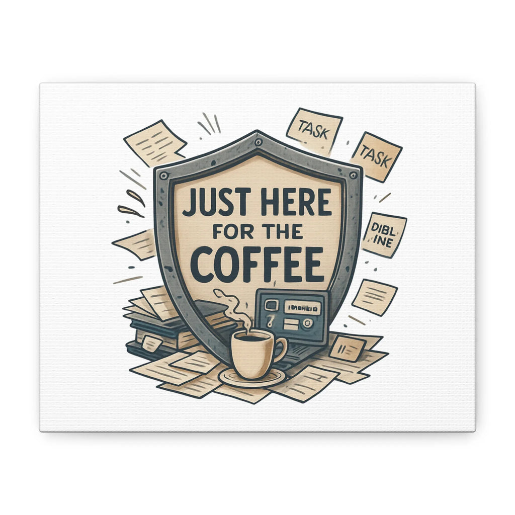 Just Here for the Coffee Canvas Wall Art — Funny Office Coffee Decor - JK Kreatives
