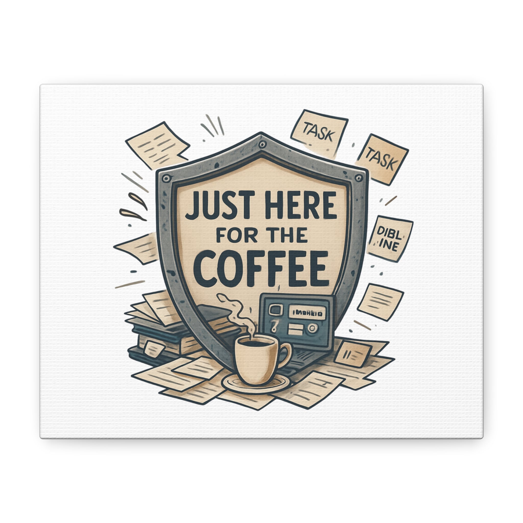Just Here for the Coffee Canvas Wall Art — Funny Office Coffee Decor