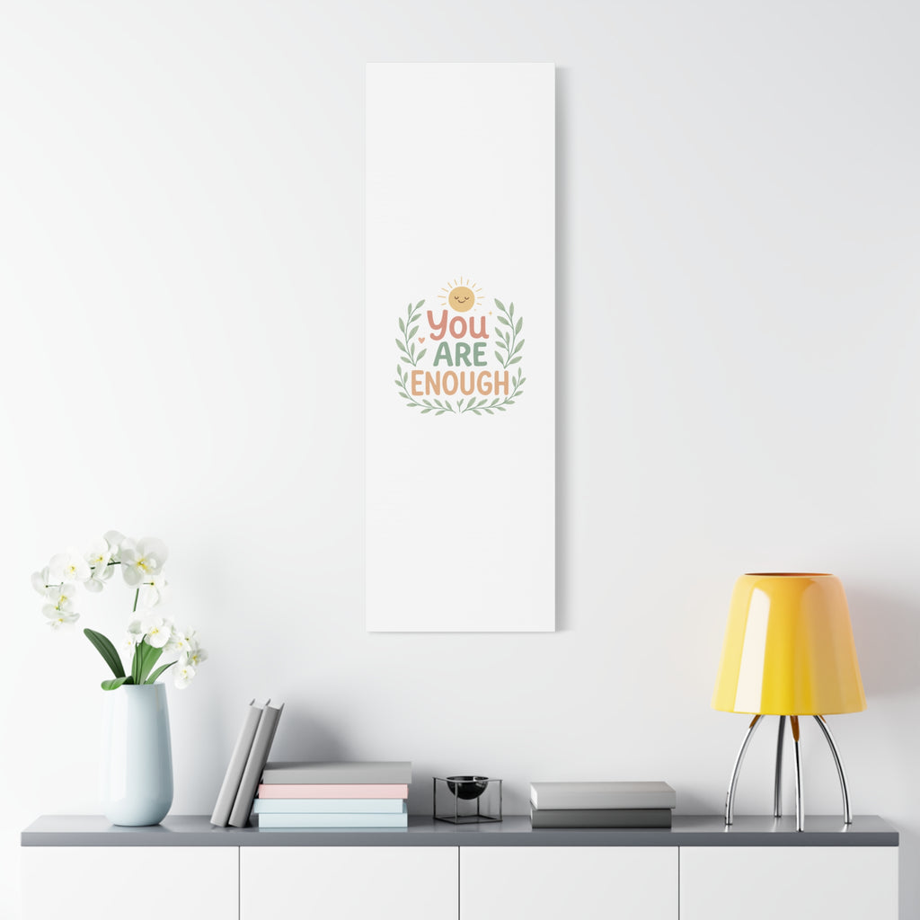 You Are Enough Canvas Wall Art — Positive Motivational Sun & Laurel Print