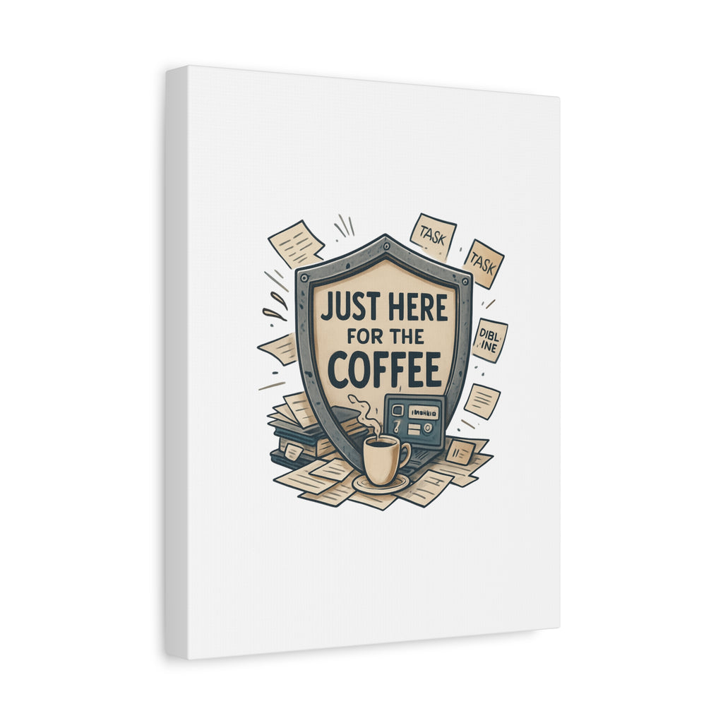 Just Here for the Coffee Canvas Wall Art — Funny Office Coffee Decor