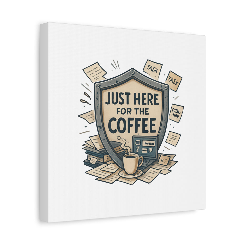 Just Here for the Coffee Canvas Wall Art — Funny Office Coffee Decor
