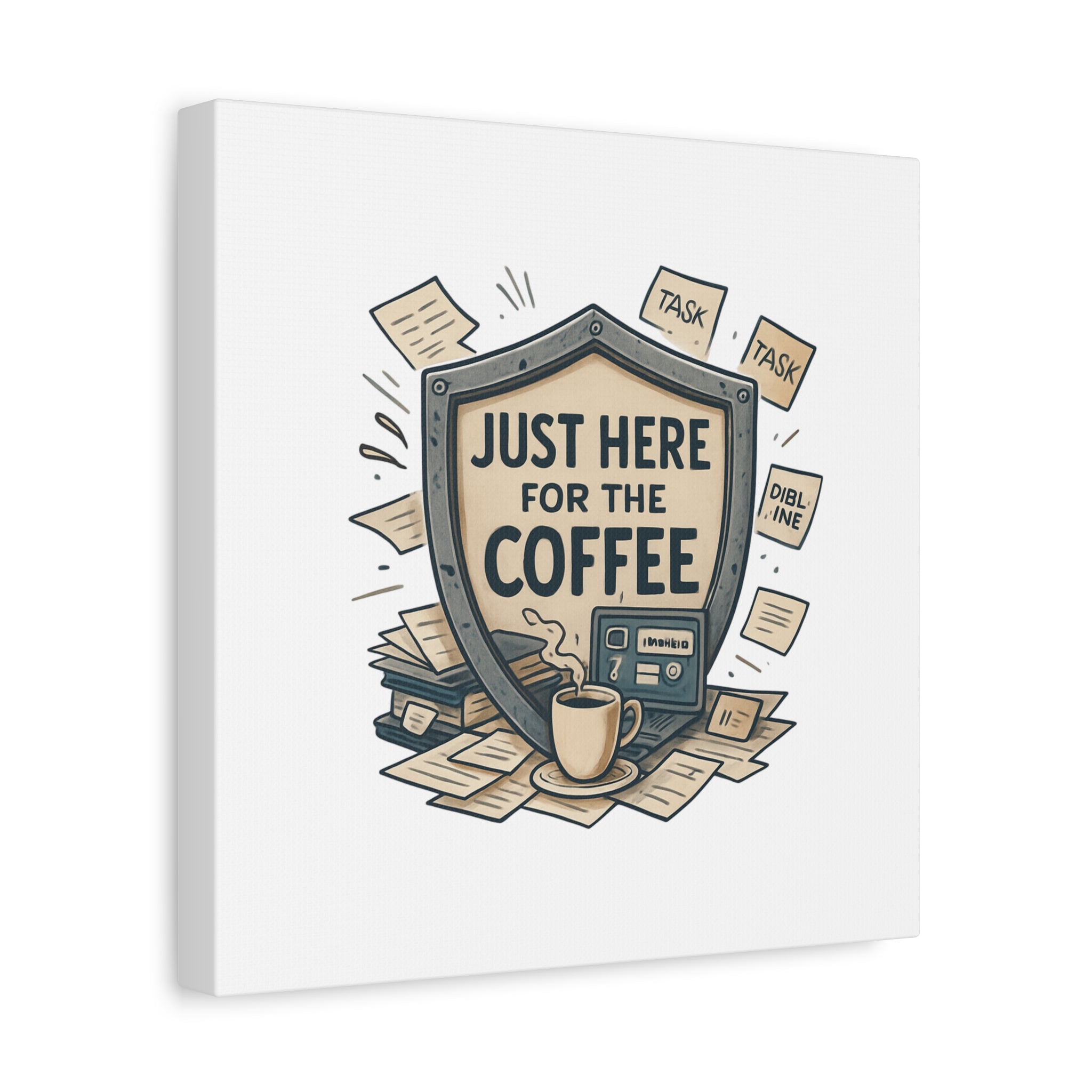 Just Here for the Coffee Canvas Wall Art — Funny Office Coffee Decor