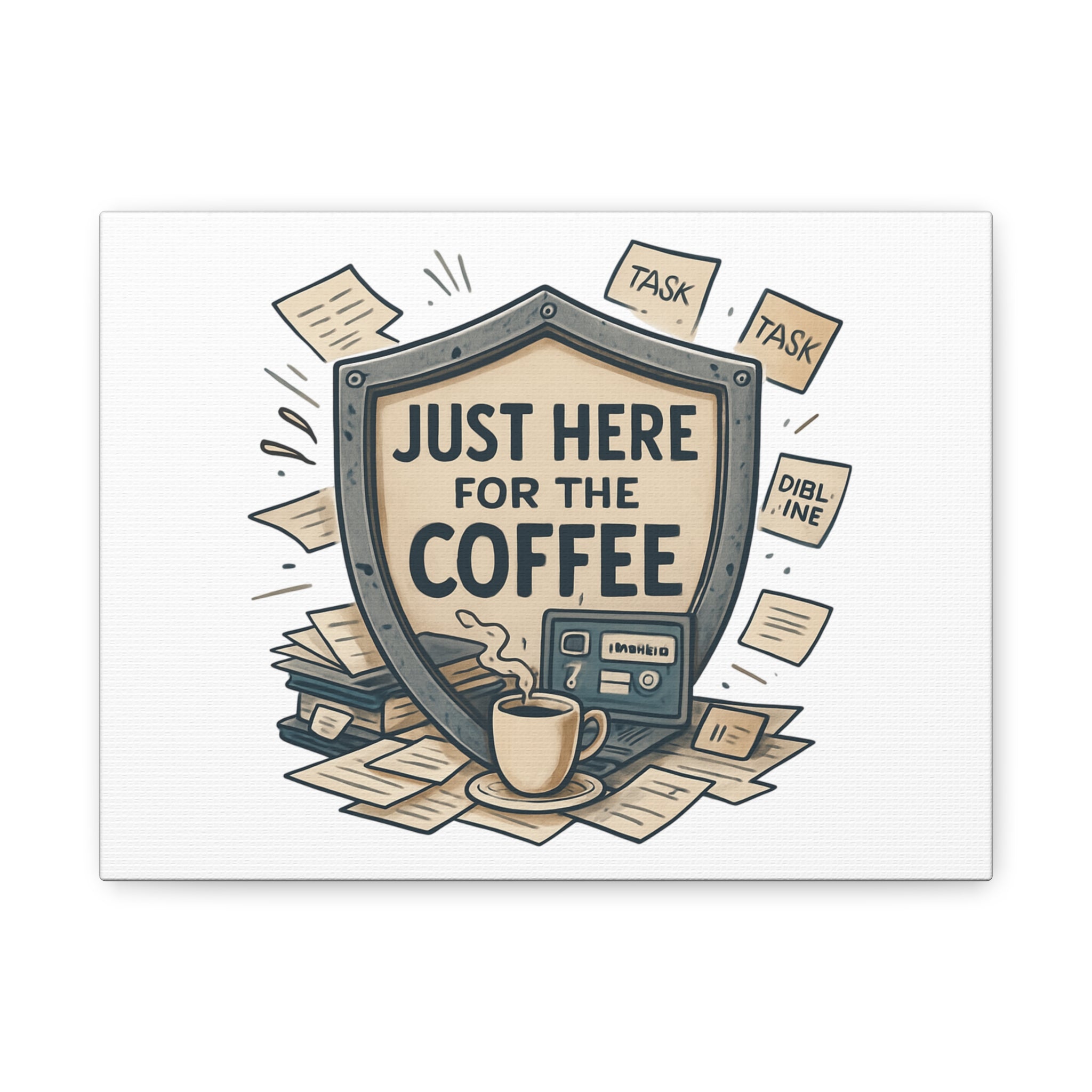 Just Here for the Coffee Canvas Wall Art — Funny Office Coffee Decor