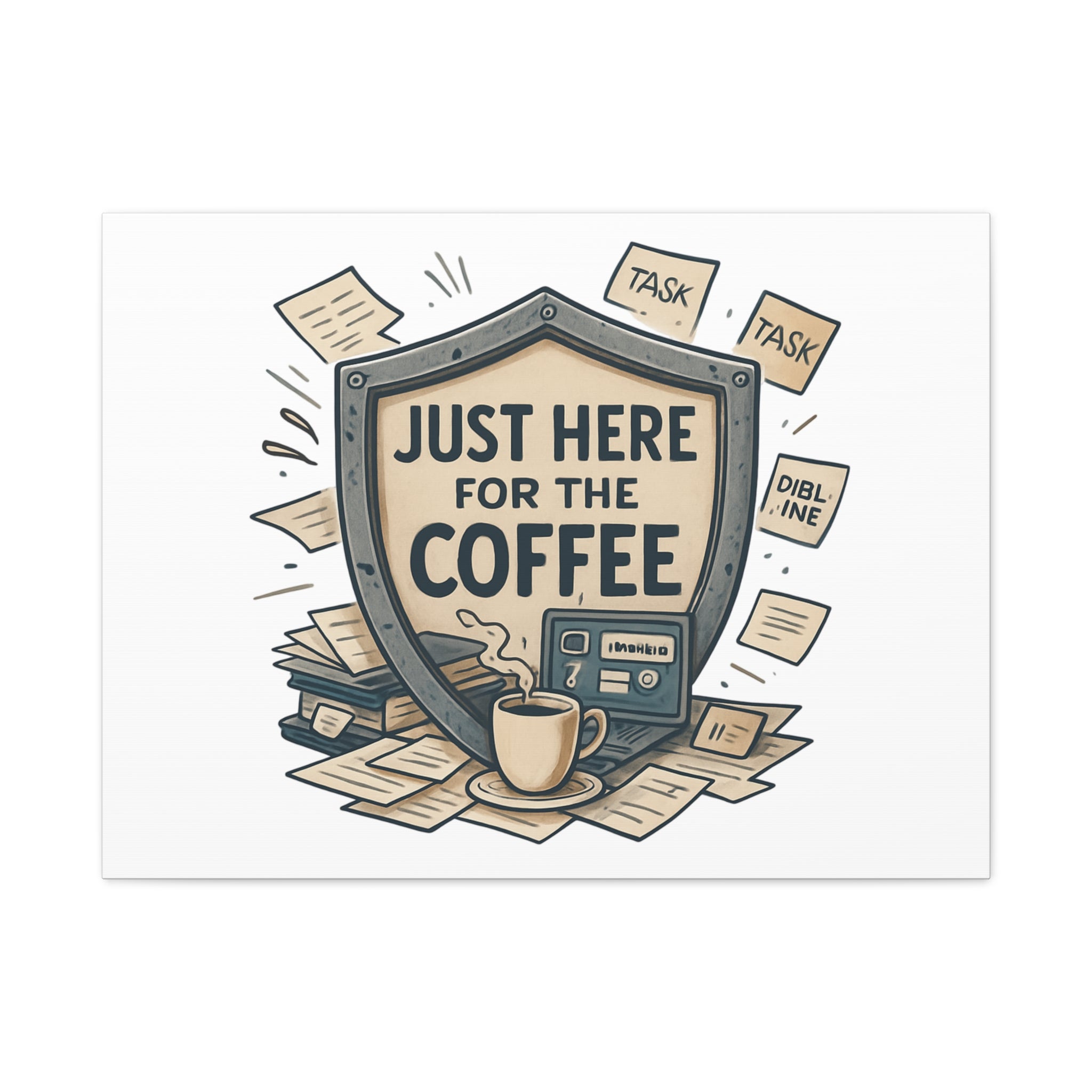 Just Here for the Coffee Canvas Wall Art — Funny Office Coffee Decor