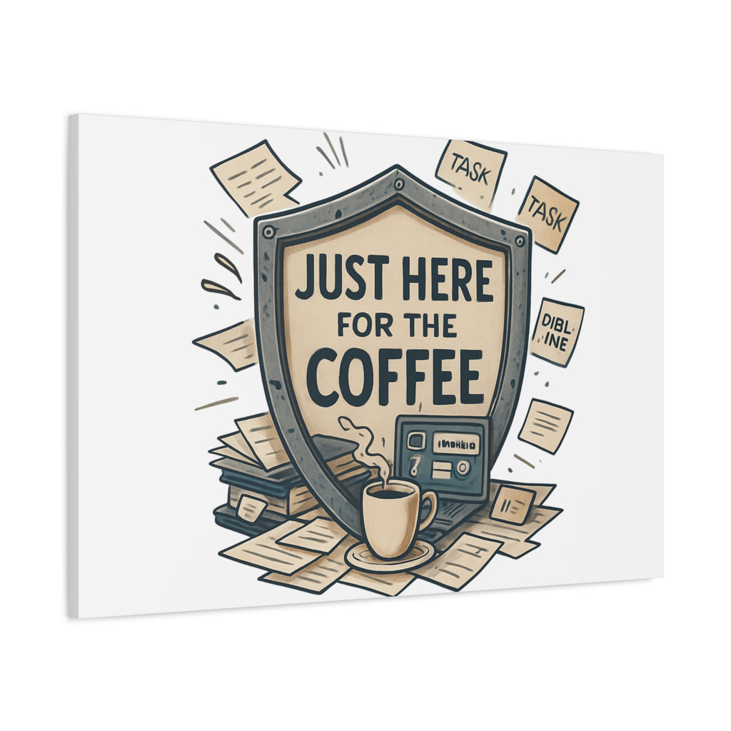 Just Here for the Coffee Canvas Wall Art — Funny Office Coffee Decor