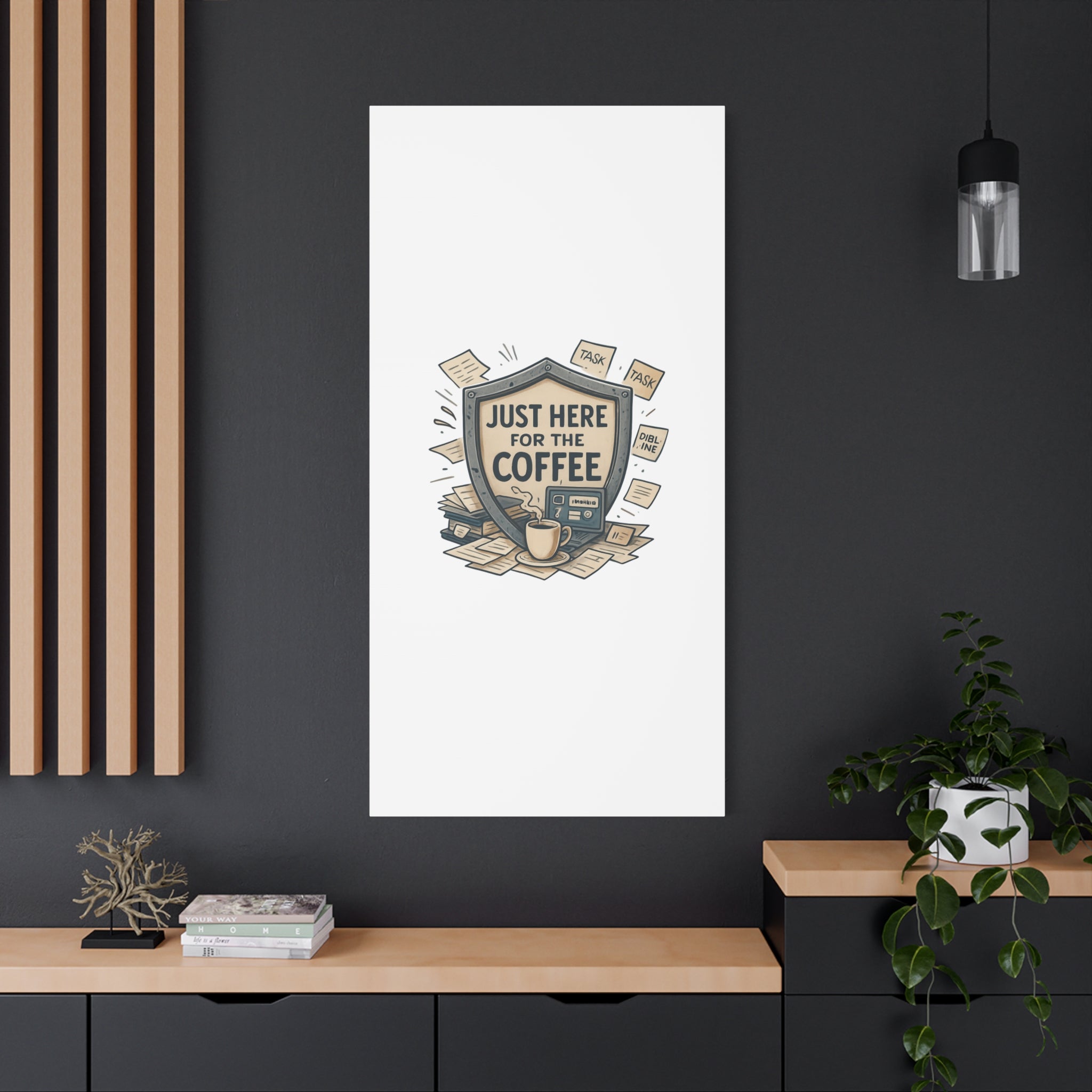 Just Here for the Coffee Canvas Wall Art — Funny Office Coffee Decor