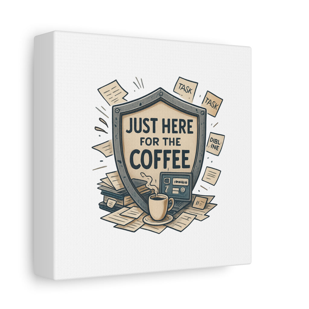 Just Here for the Coffee Canvas Wall Art — Funny Office Coffee Decor