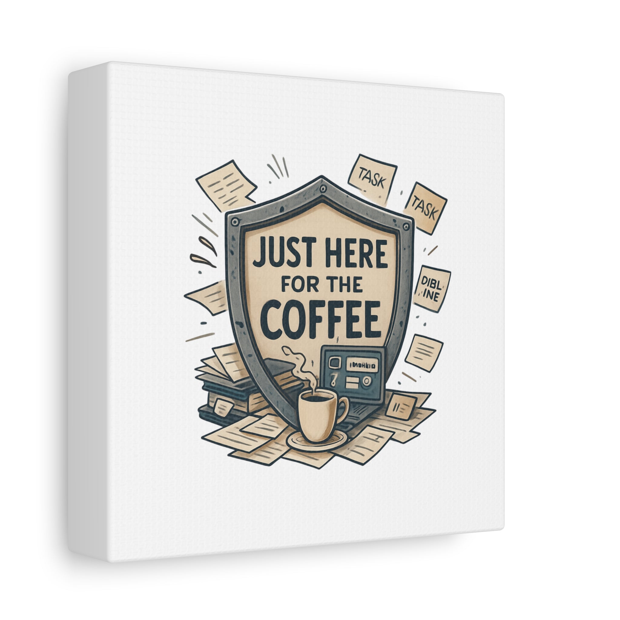 Just Here for the Coffee Canvas Wall Art — Funny Office Coffee Decor