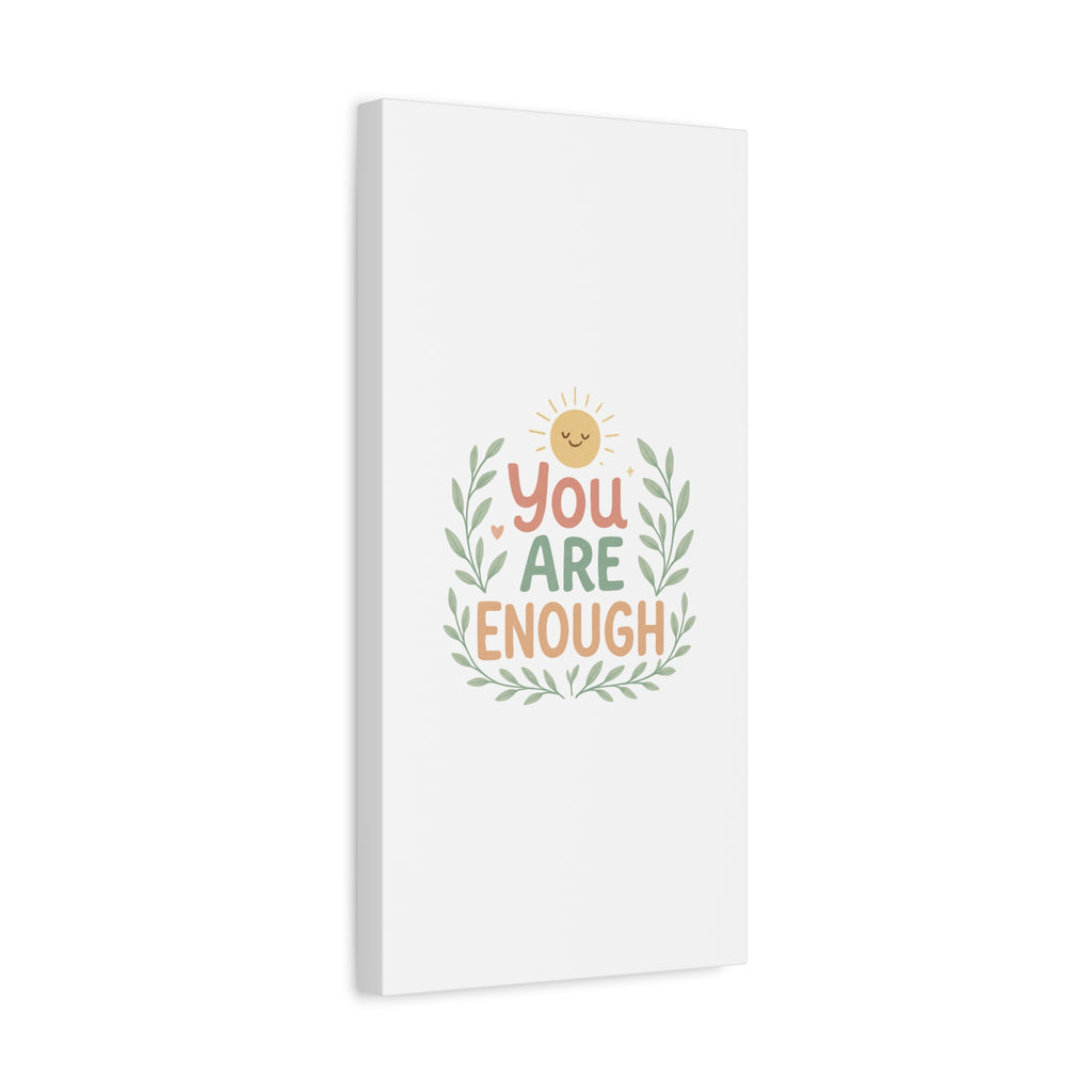 You Are Enough Canvas Wall Art — Positive Motivational Sun & Laurel Print