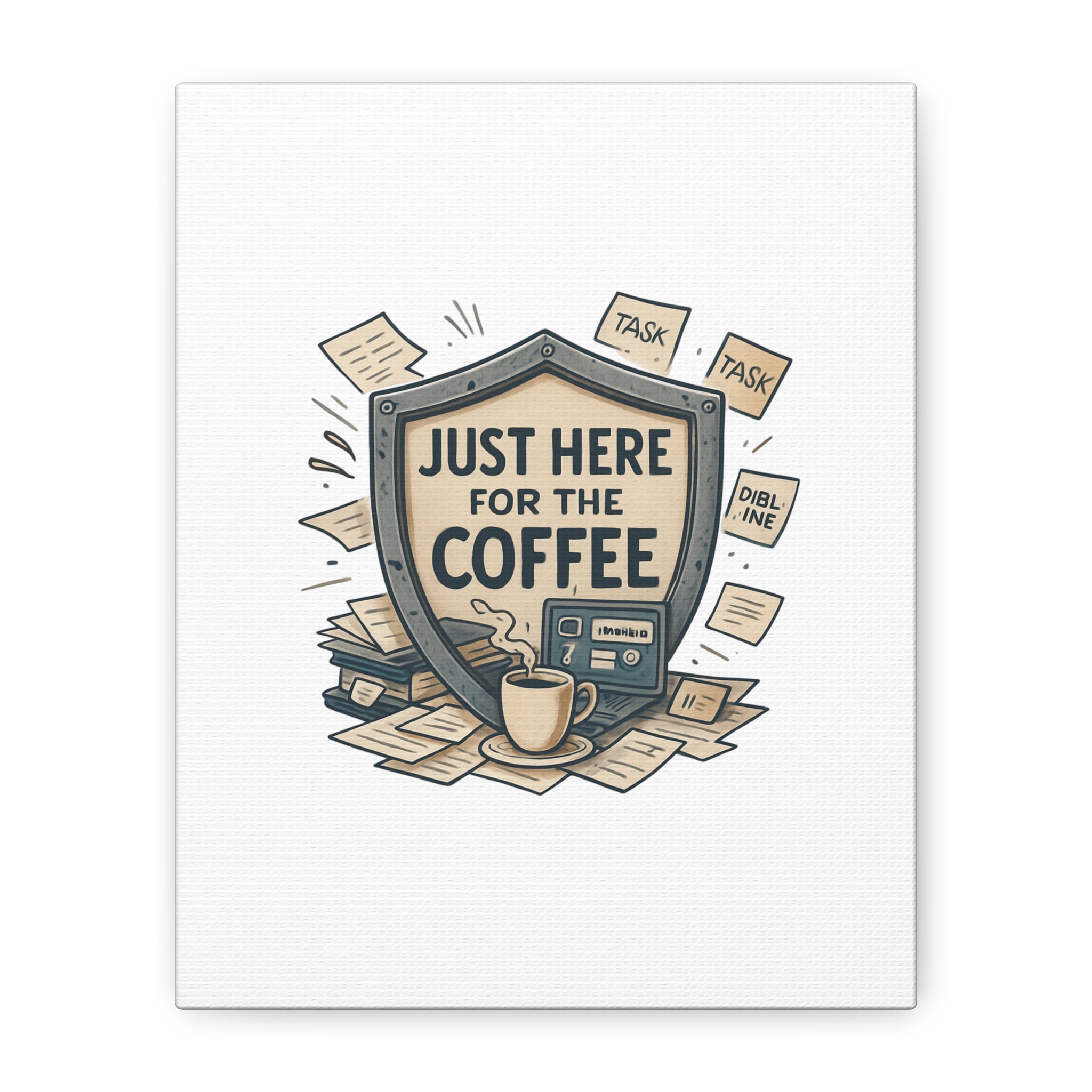 Just Here for the Coffee Canvas Wall Art — Funny Office Coffee Decor