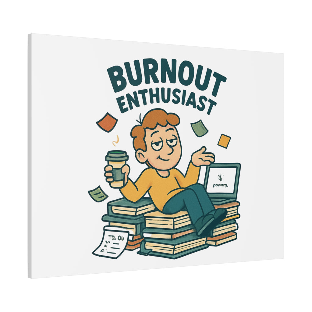 Burnout Enthusiast Canvas Print — Funny Office Wall Art for Overworked Professionals