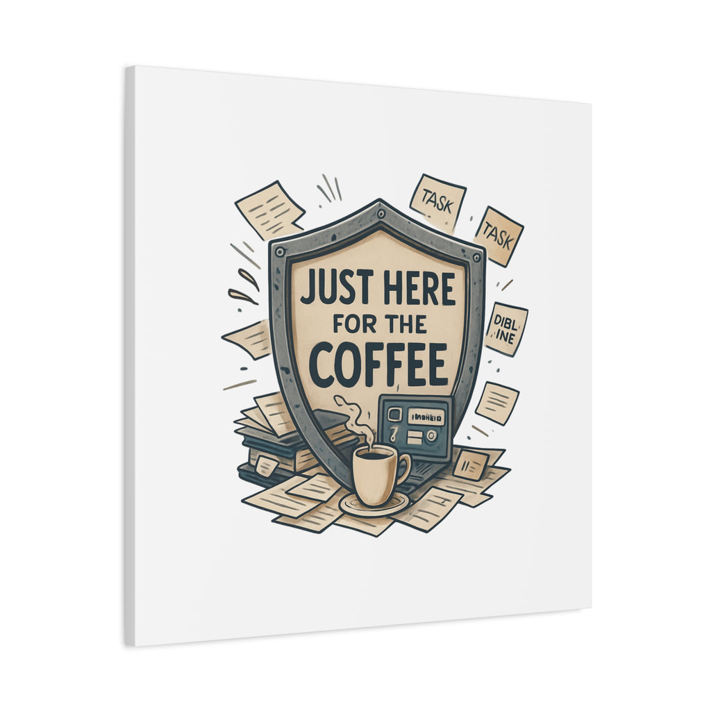 Just Here for the Coffee Canvas Wall Art — Funny Office Coffee Decor