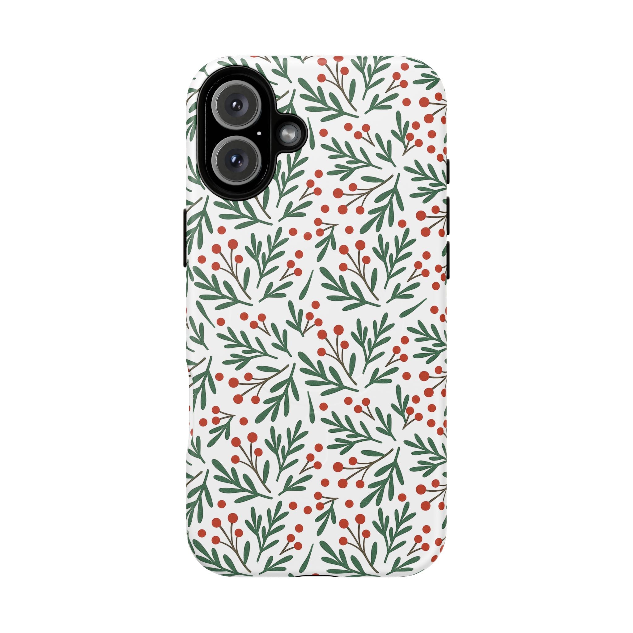 Magnetic Phone Case — Festive Holly & Berry Winter Floral