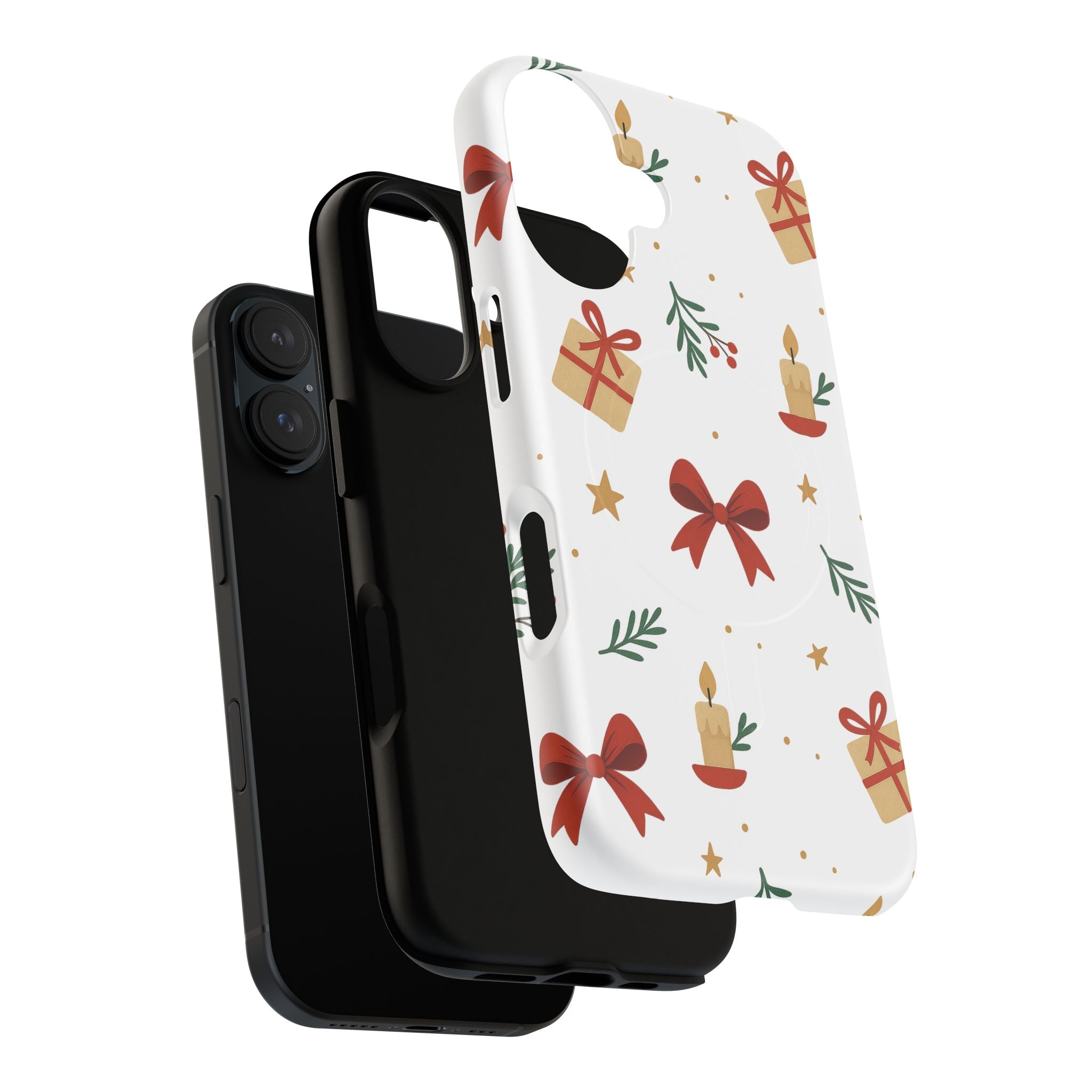 Holiday Gift Pattern Phone Case — Magnetic Tough Case with Bows, Candles & Presents