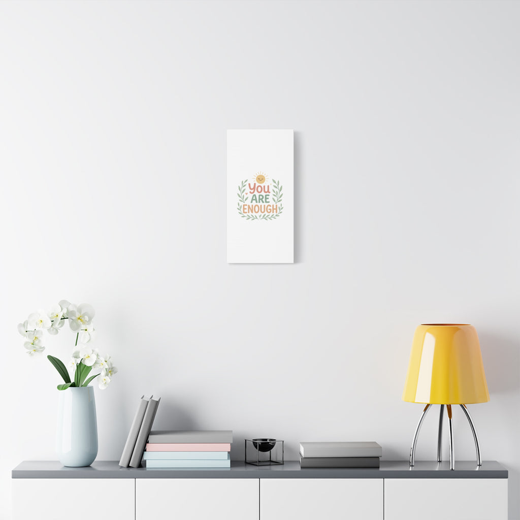 You Are Enough Canvas Wall Art — Positive Motivational Sun & Laurel Print