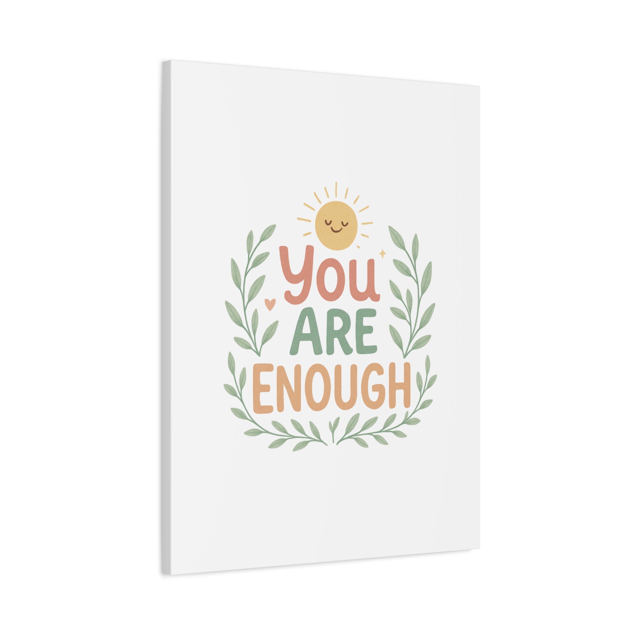 You Are Enough Canvas Wall Art — Positive Motivational Sun & Laurel Print