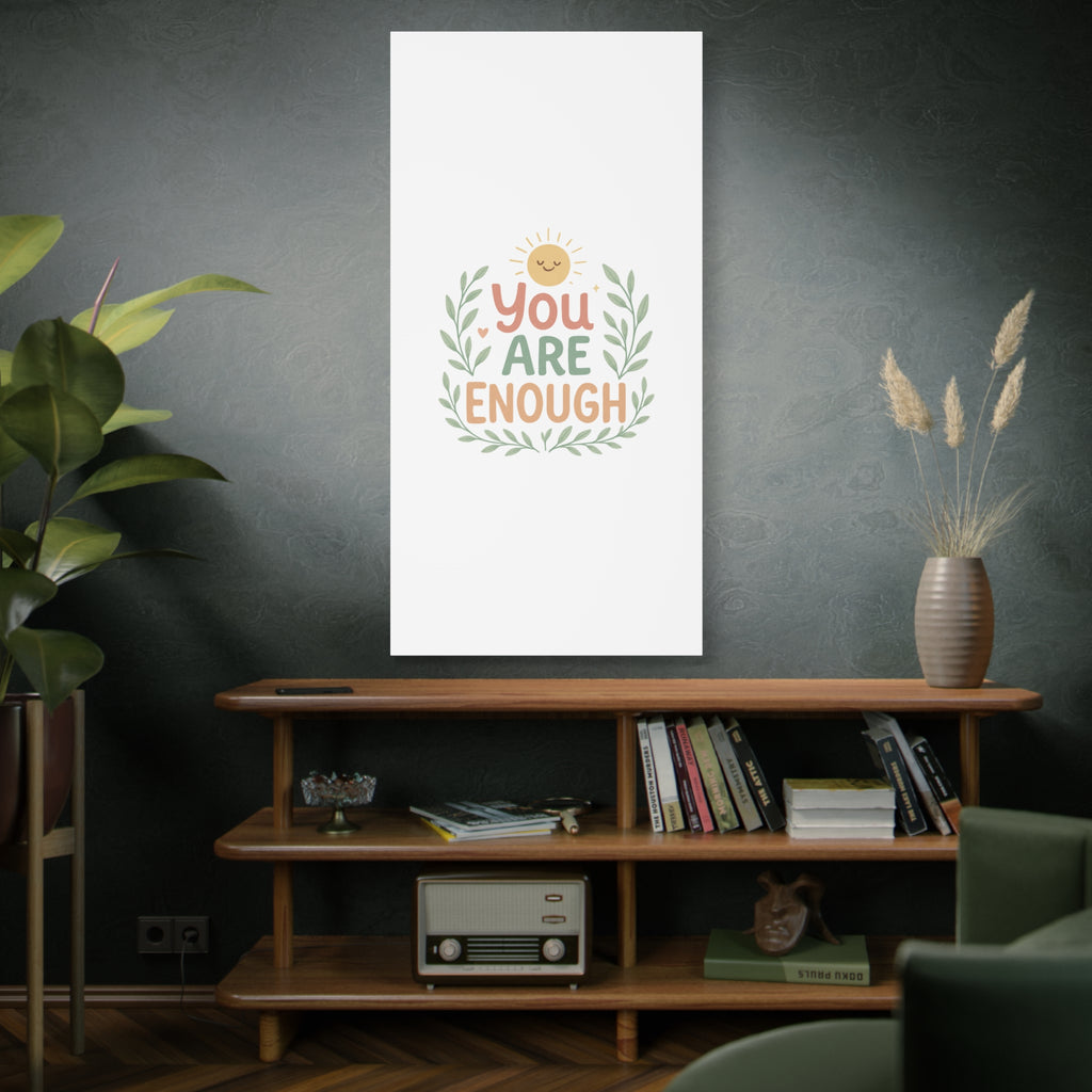 You Are Enough Canvas Wall Art — Positive Motivational Sun & Laurel Print