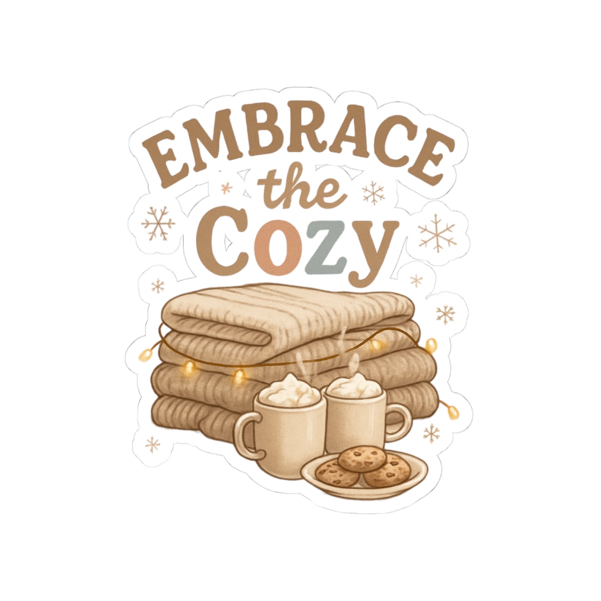 Cozy Hot Cocoa, Blankets & Cookies Kiss-Cut Sticker