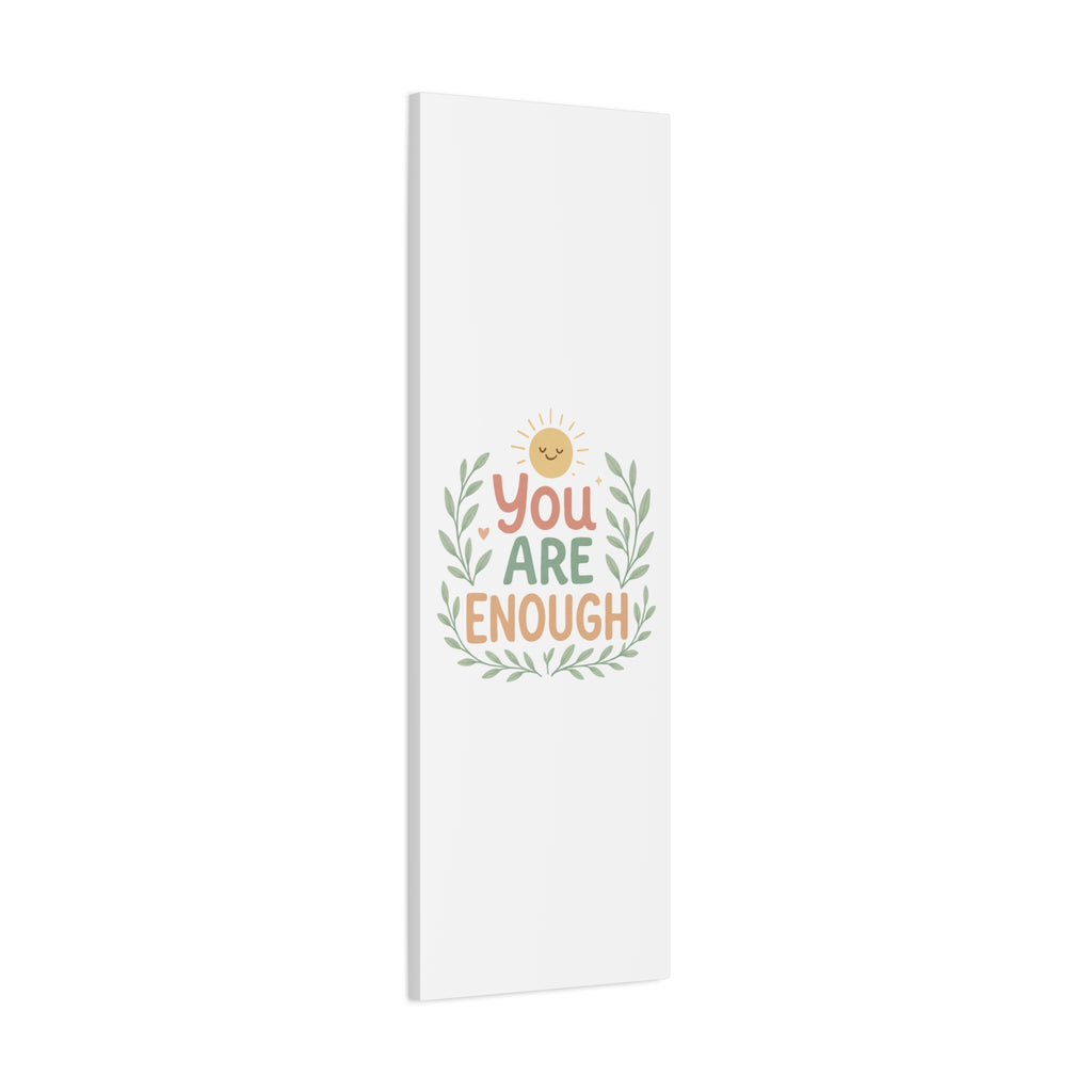 You Are Enough Canvas Wall Art — Positive Motivational Sun & Laurel Print