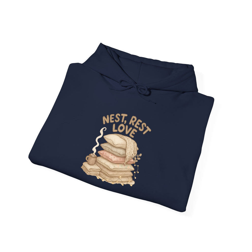 Pancake Stack Unisex Hoodie - 'Nest, Rest, Love'