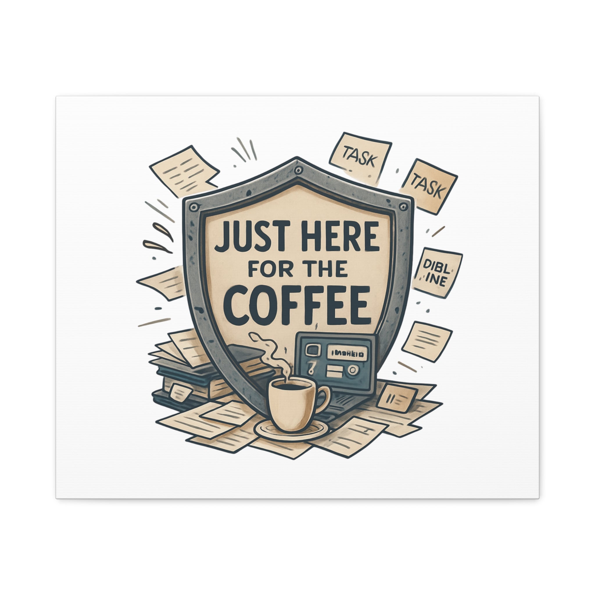 Just Here for the Coffee Canvas Wall Art — Funny Office Coffee Decor