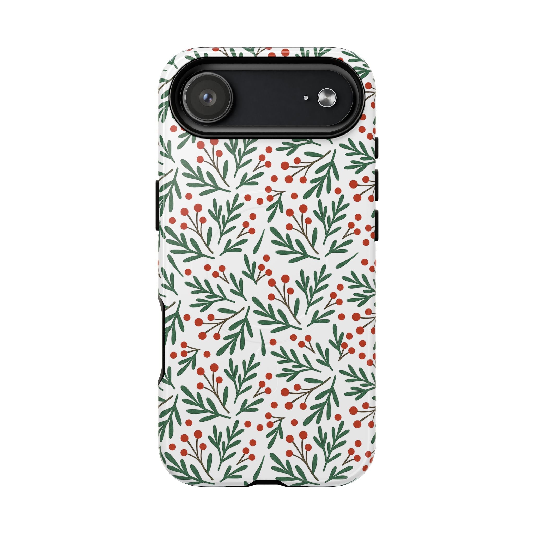 Magnetic Phone Case — Festive Holly & Berry Winter Floral