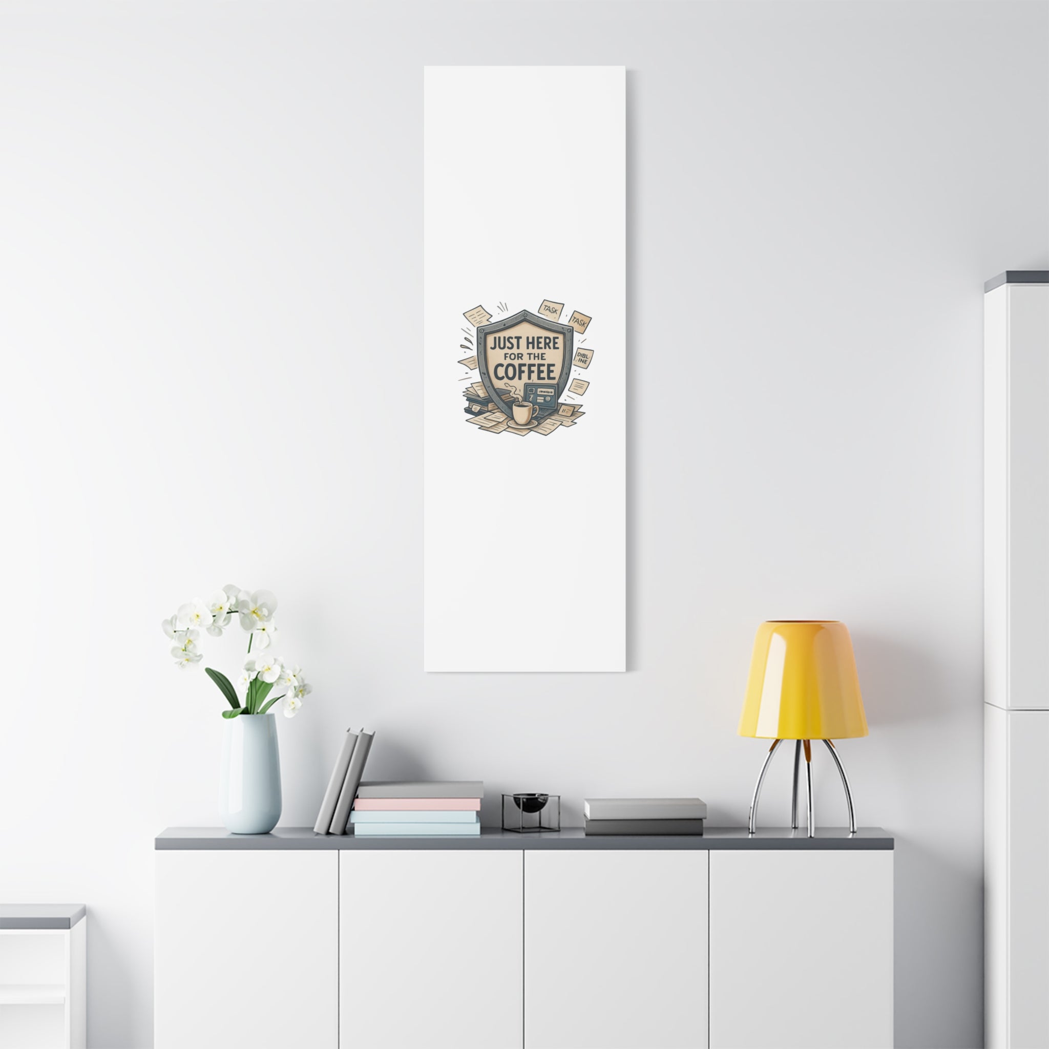 Just Here for the Coffee Canvas Wall Art — Funny Office Coffee Decor