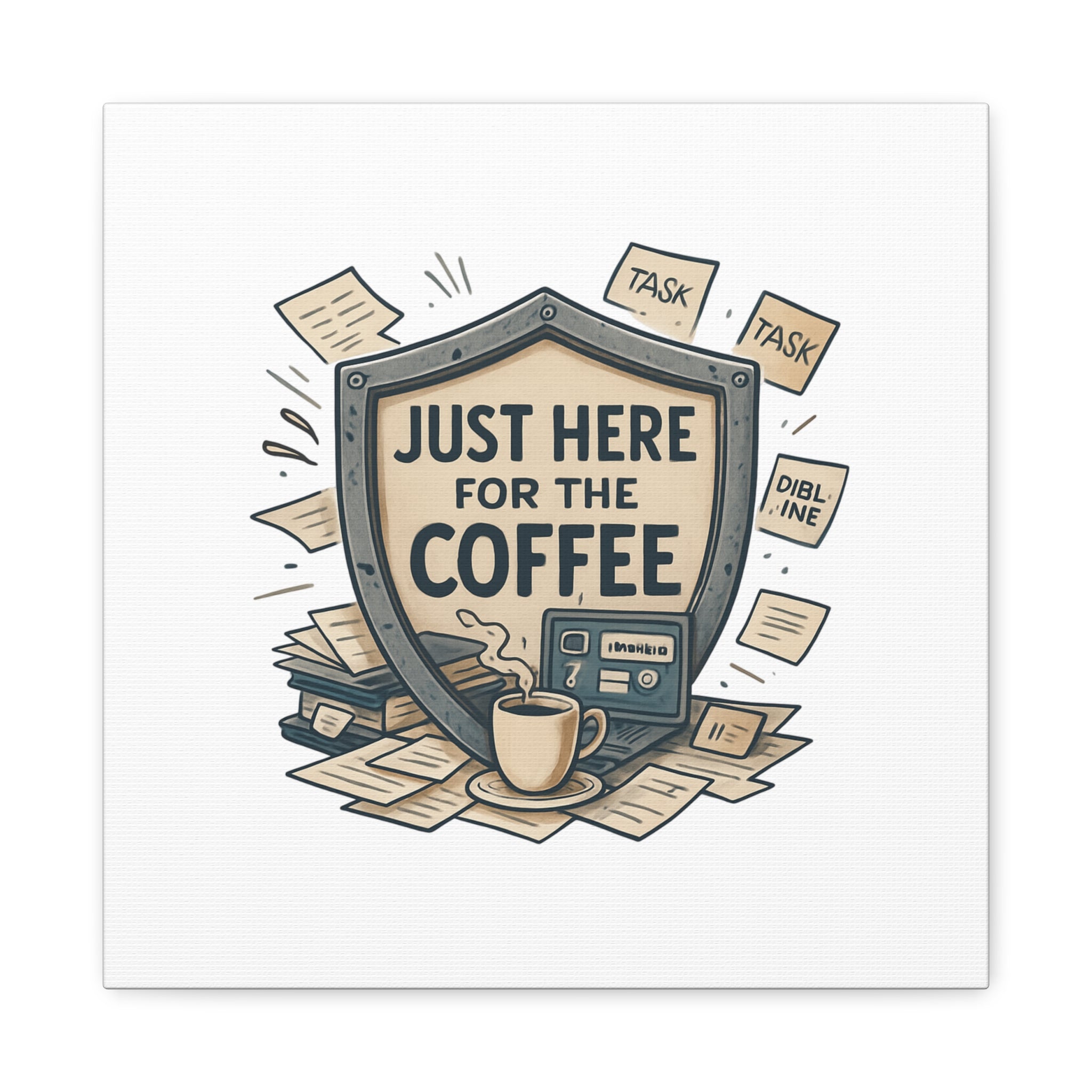 Just Here for the Coffee Canvas Wall Art — Funny Office Coffee Decor