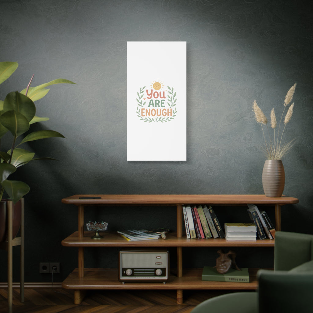 You Are Enough Canvas Wall Art — Positive Motivational Sun & Laurel Print