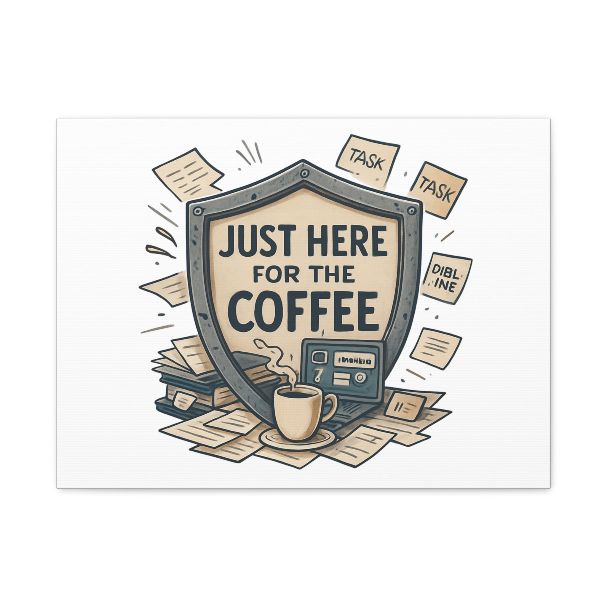 Just Here for the Coffee Canvas Wall Art — Funny Office Coffee Decor