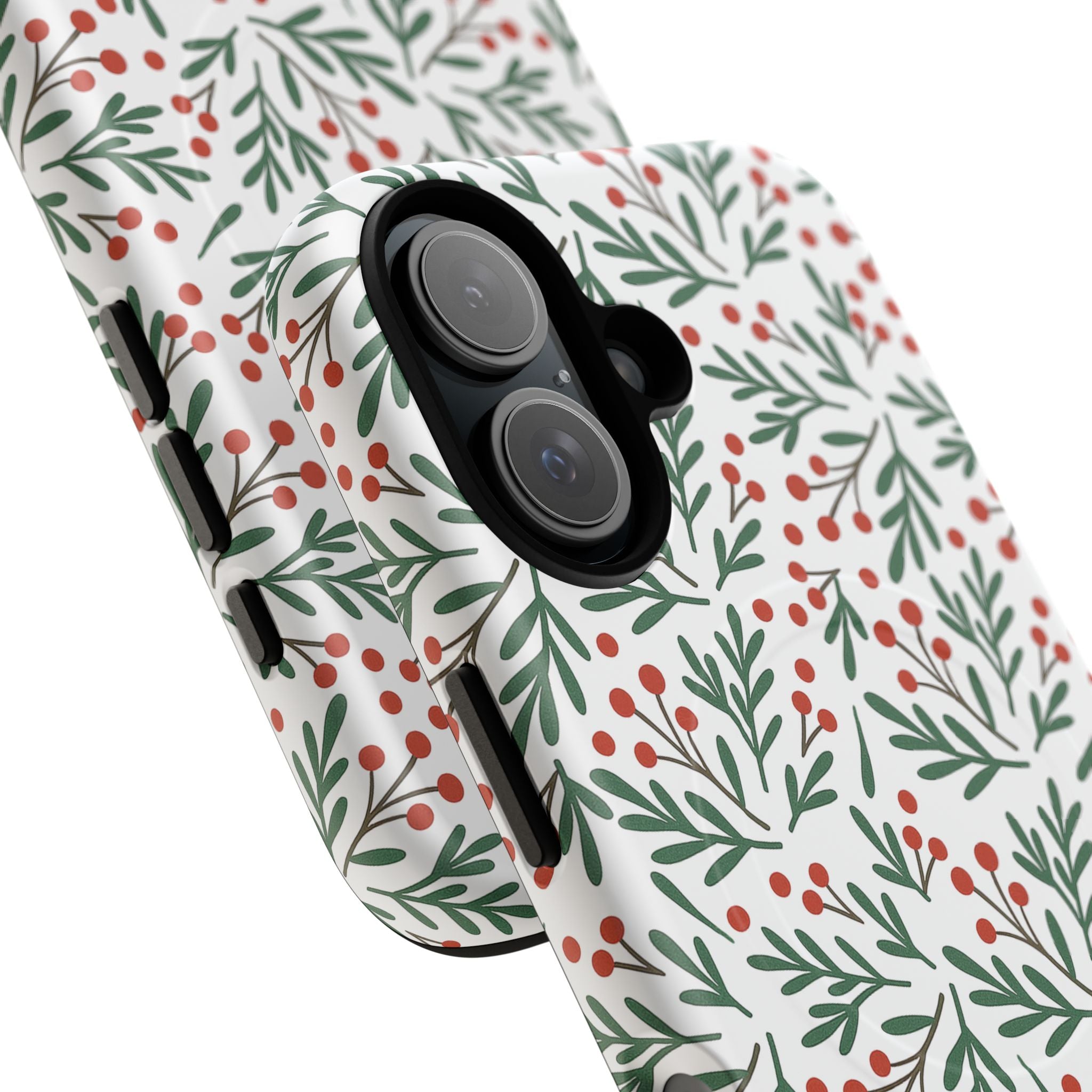 Magnetic Phone Case — Festive Holly & Berry Winter Floral