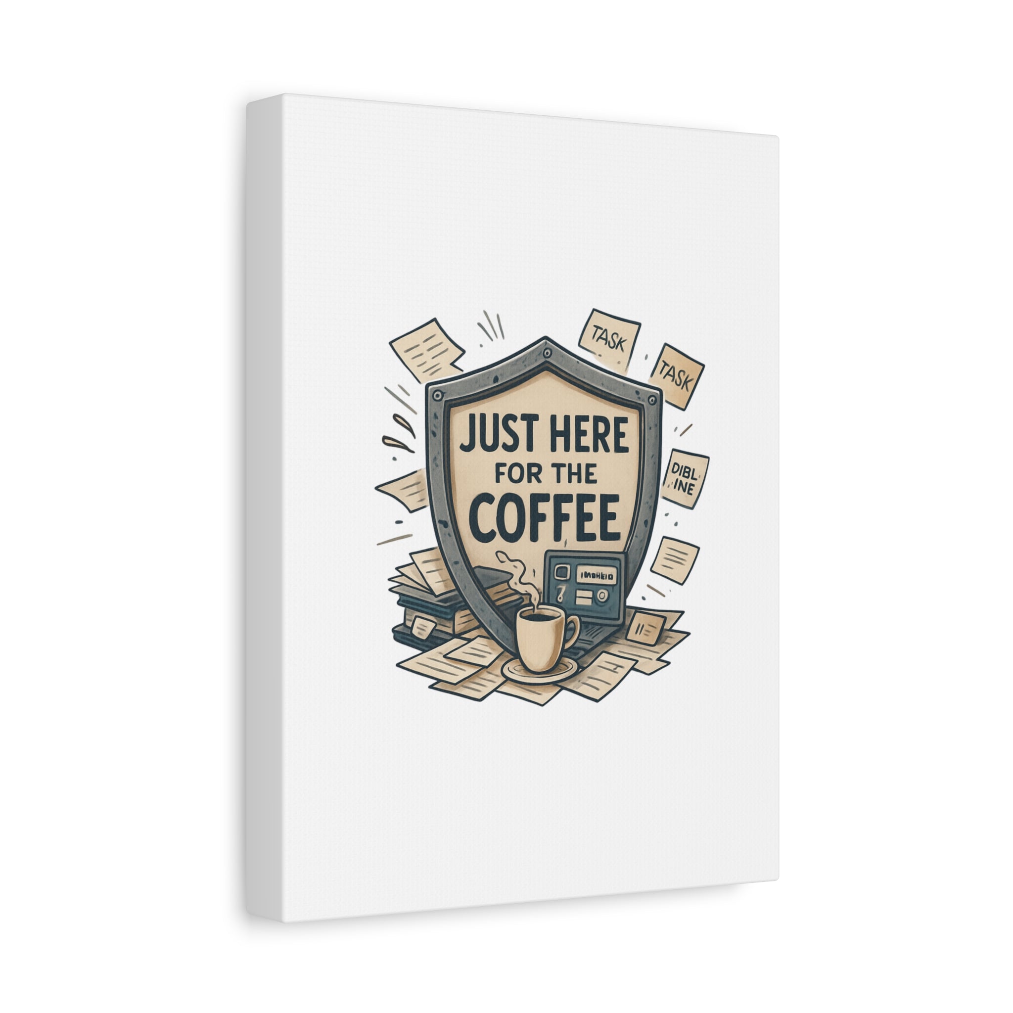 Just Here for the Coffee Canvas Wall Art — Funny Office Coffee Decor
