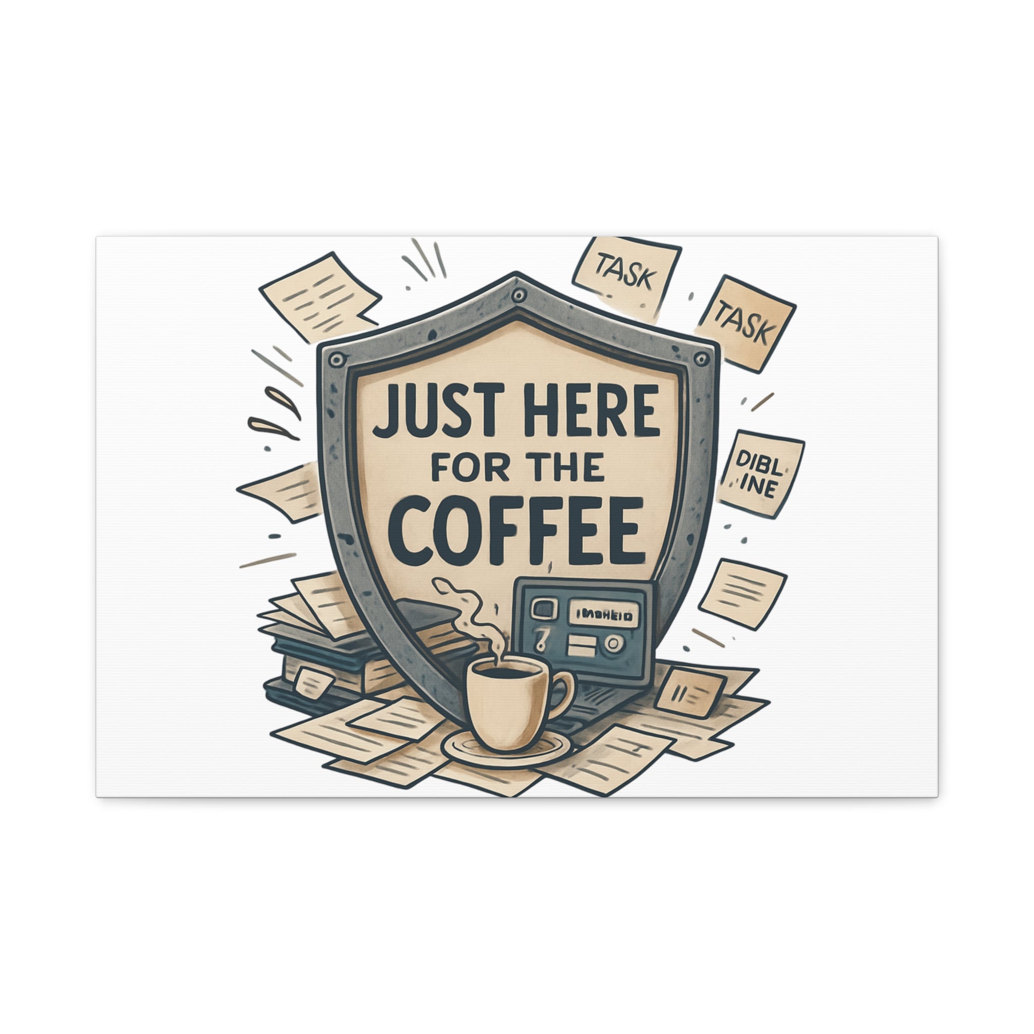 Just Here for the Coffee Canvas Wall Art — Funny Office Coffee Decor