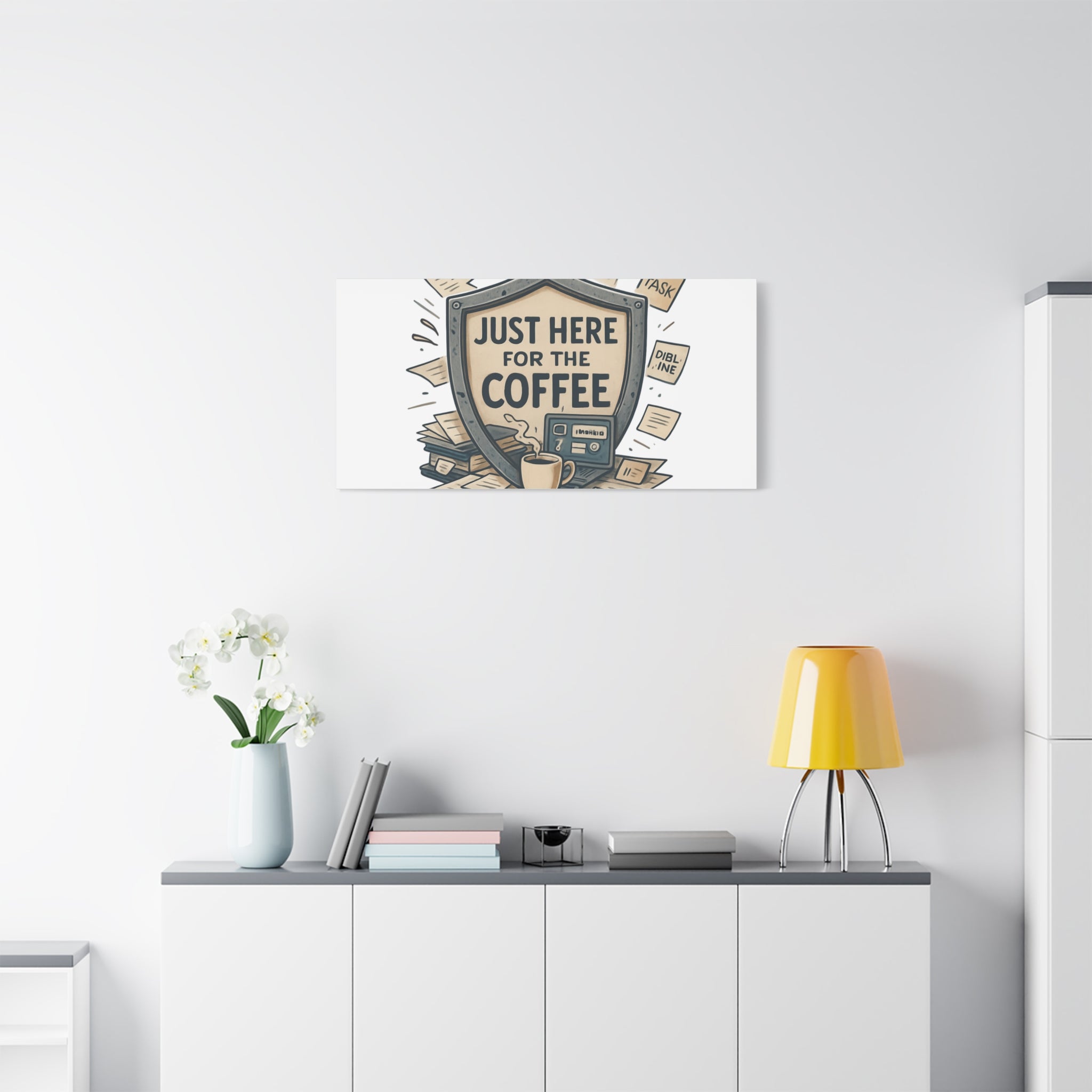 Just Here for the Coffee Canvas Wall Art — Funny Office Coffee Decor