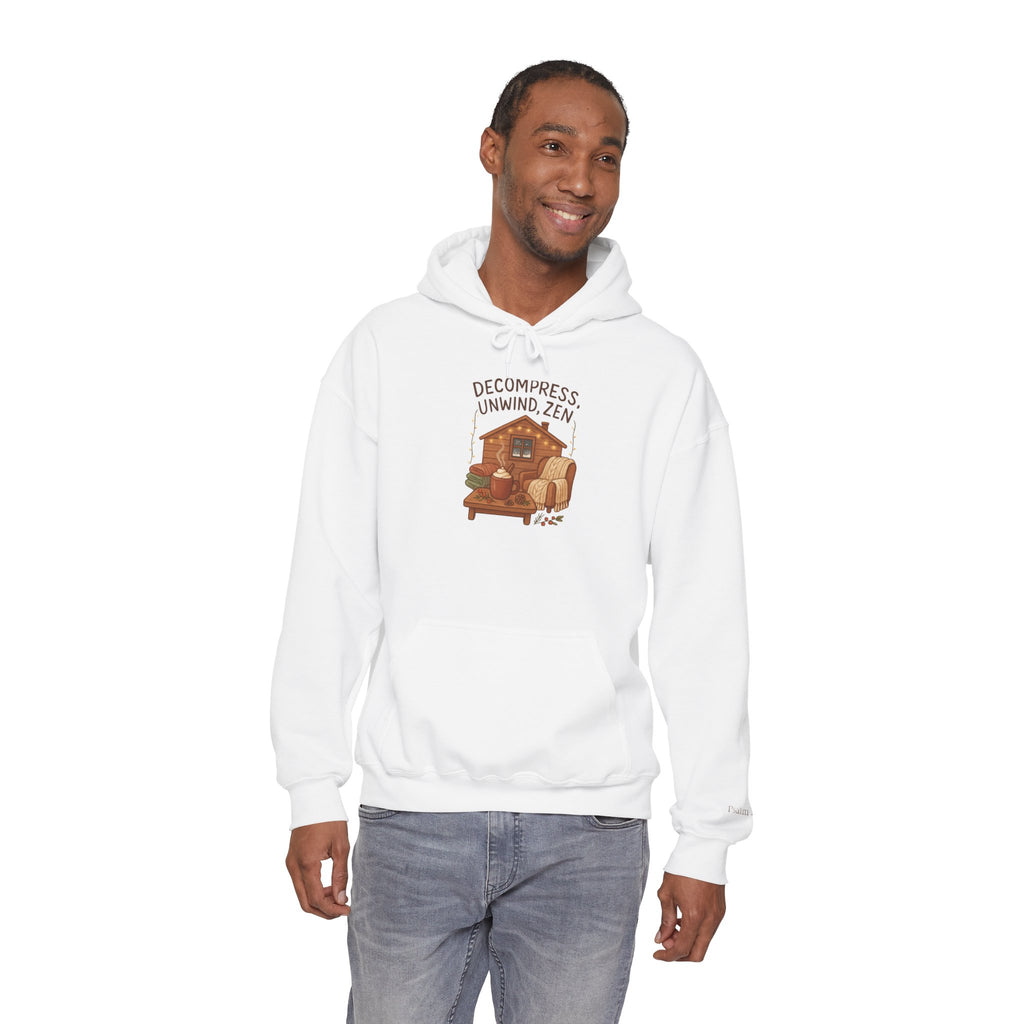 Zen Cabin Hoodie — "Unwind, Zen" Cozy Retreat Hoodie