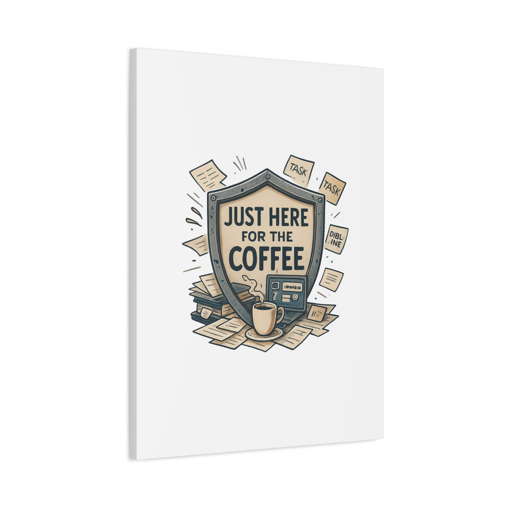 Just Here for the Coffee Canvas Wall Art — Funny Office Coffee Decor