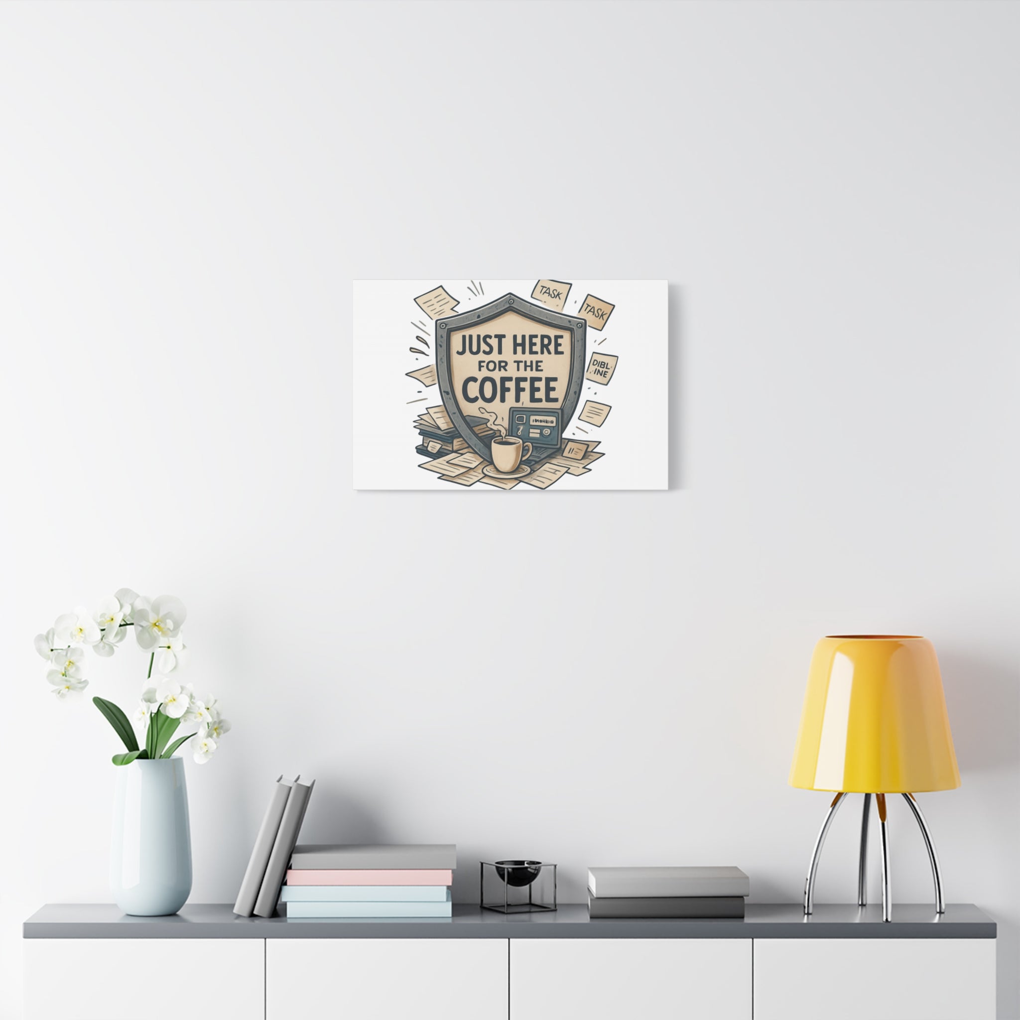 Just Here for the Coffee Canvas Wall Art — Funny Office Coffee Decor
