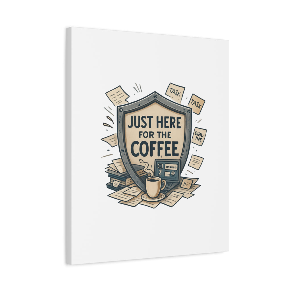 Just Here for the Coffee Canvas Wall Art — Funny Office Coffee Decor