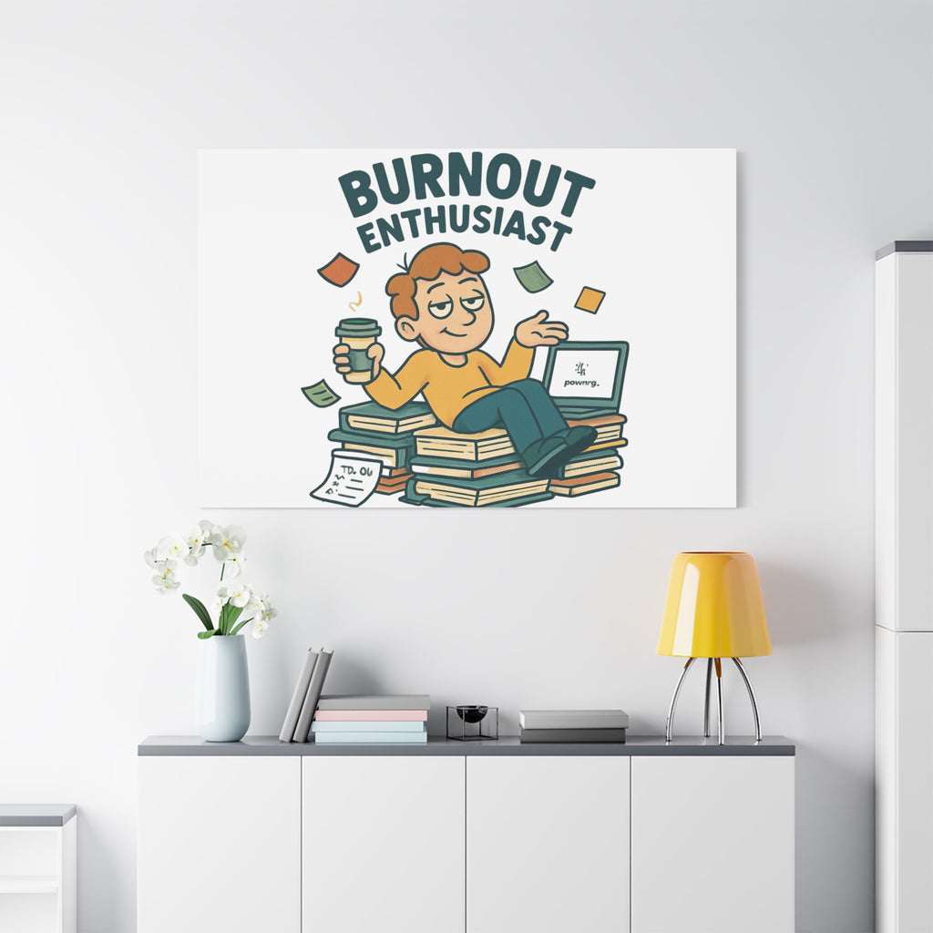 Burnout Enthusiast Canvas Print — Funny Office Wall Art for Overworked Professionals