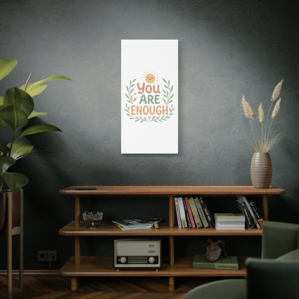 You Are Enough Canvas Wall Art — Positive Motivational Sun & Laurel Print