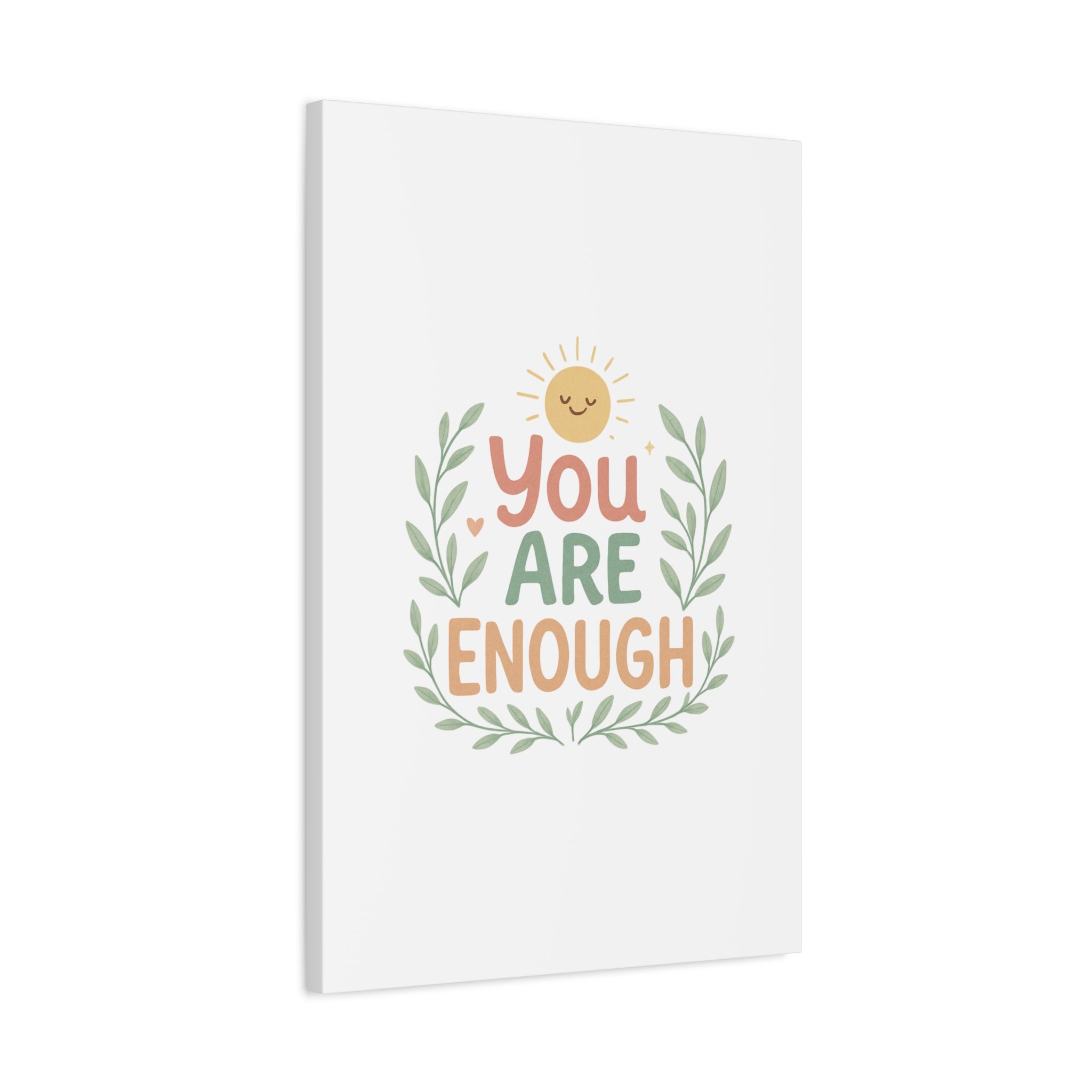 You Are Enough Canvas Wall Art — Positive Motivational Sun & Laurel Print