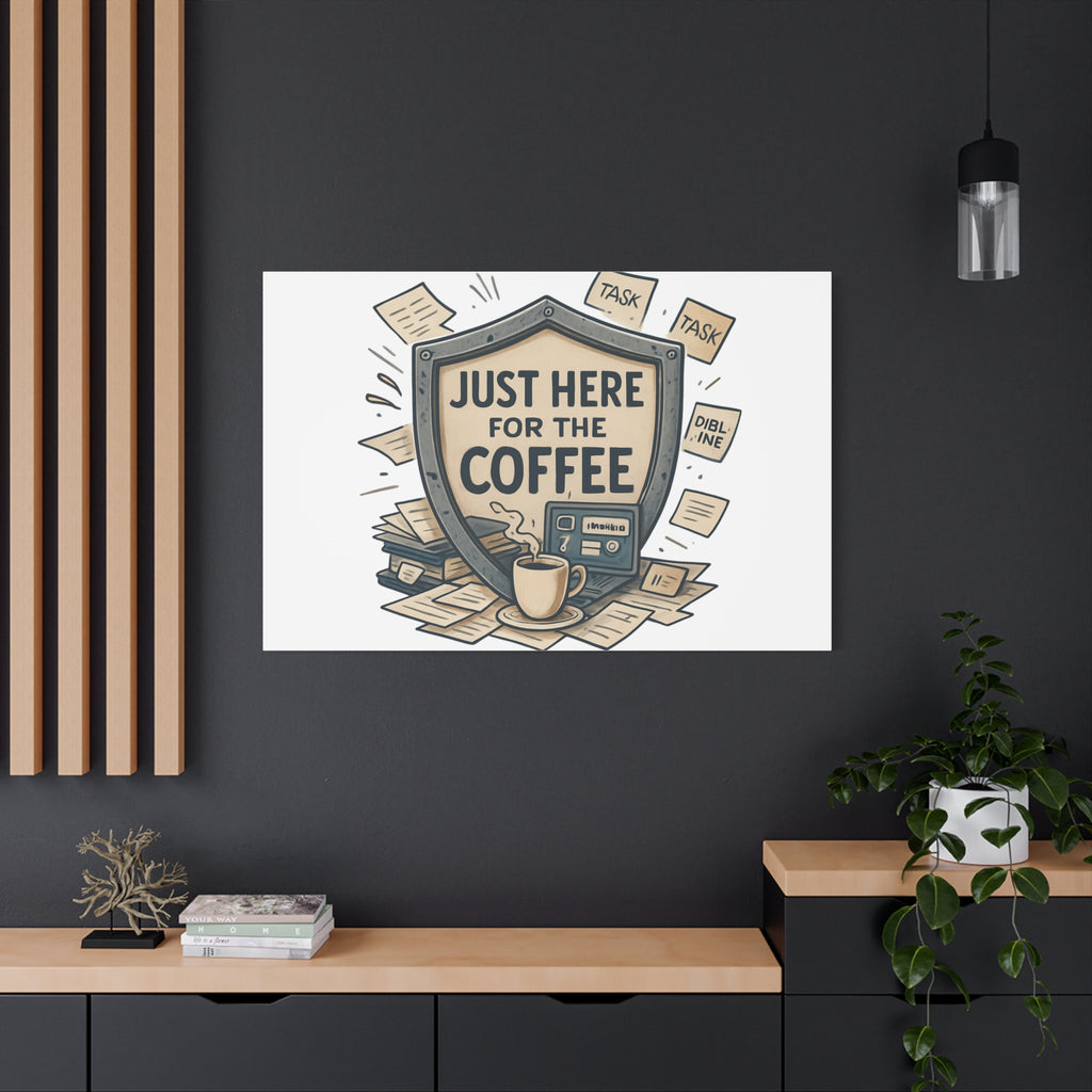 Just Here for the Coffee Canvas Wall Art — Funny Office Coffee Decor
