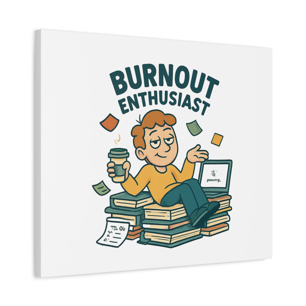 Burnout Enthusiast Canvas Print — Funny Office Wall Art for Overworked Professionals
