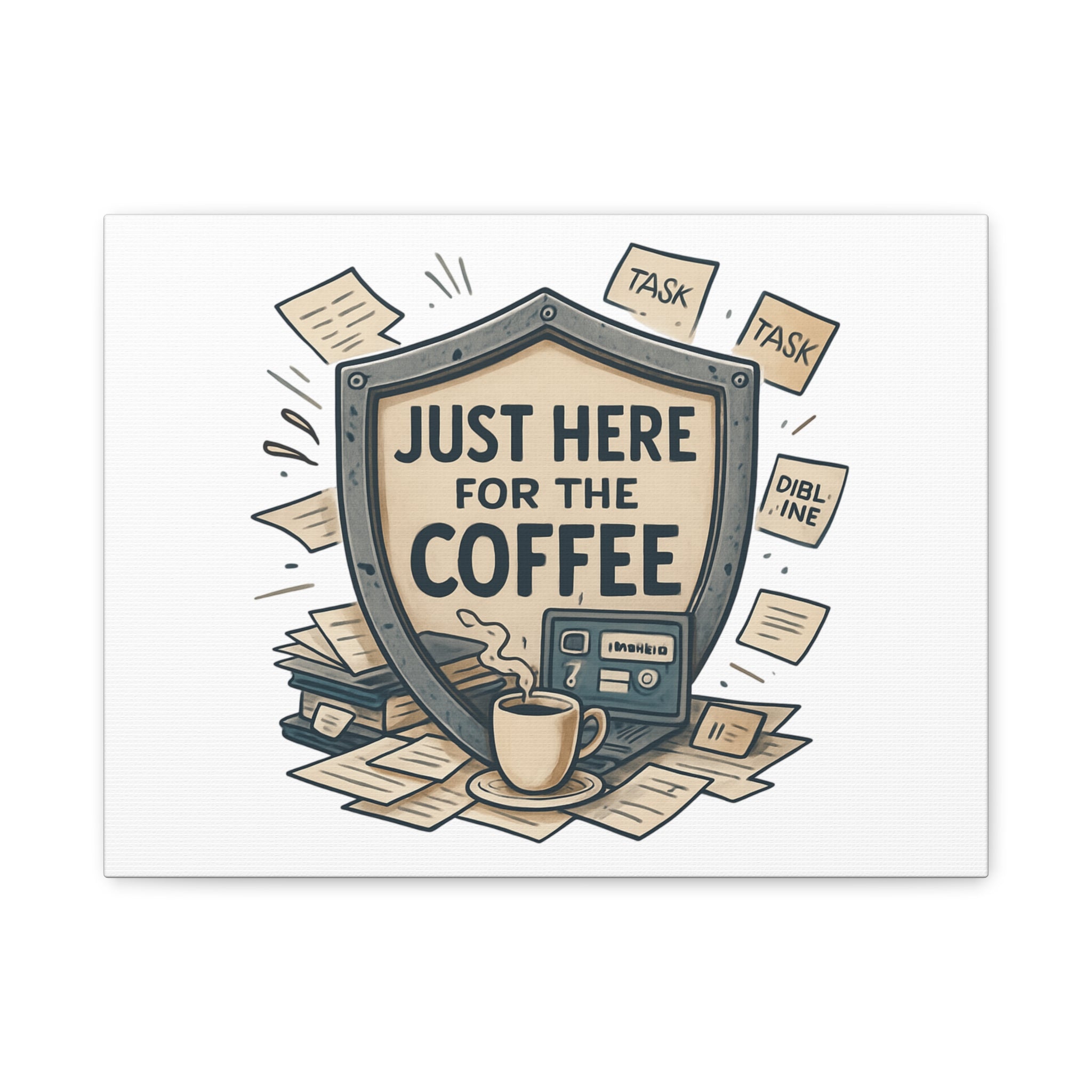 Just Here for the Coffee Canvas Wall Art — Funny Office Coffee Decor